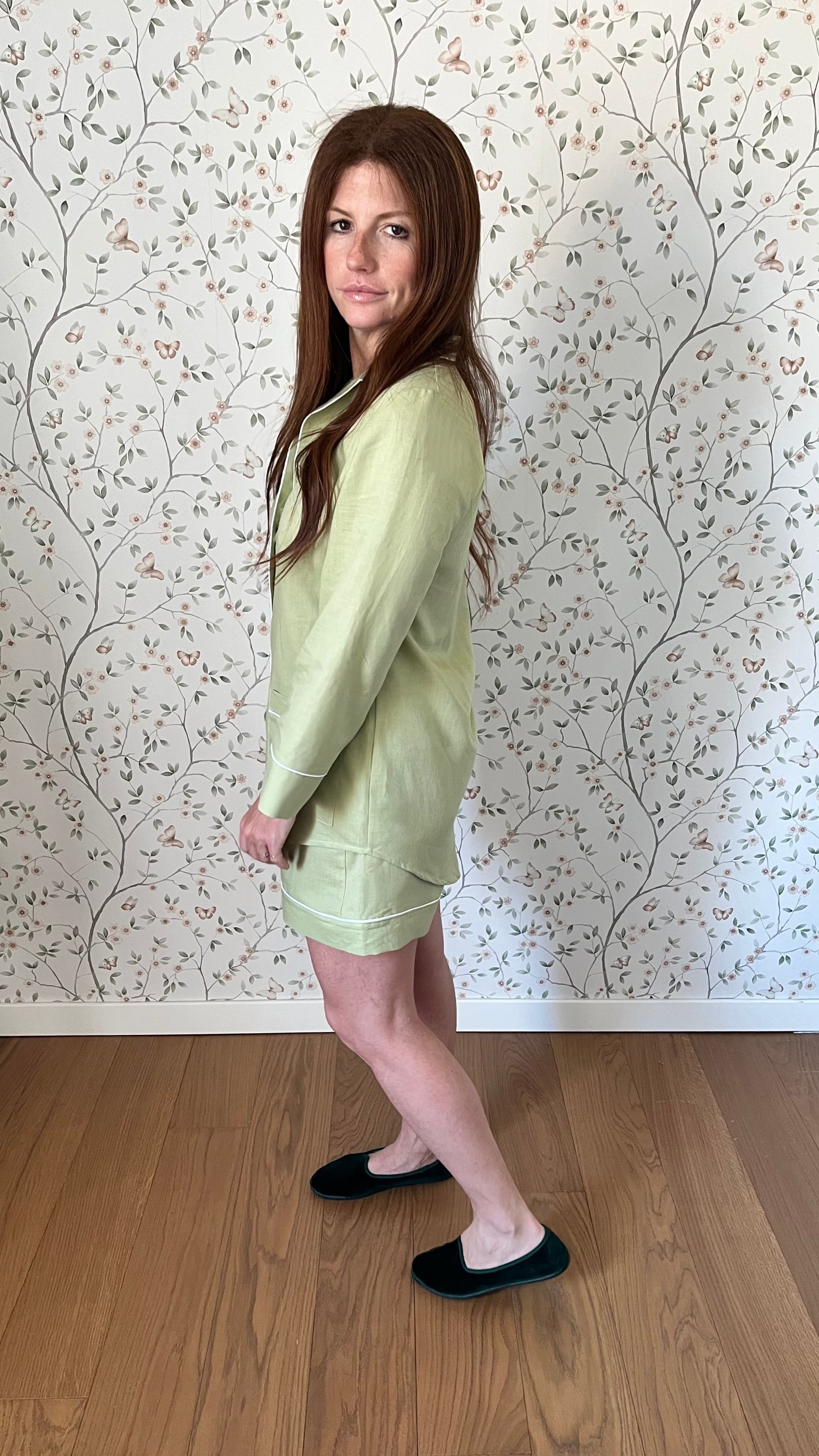 Pigiama donna corto LINO VERDE