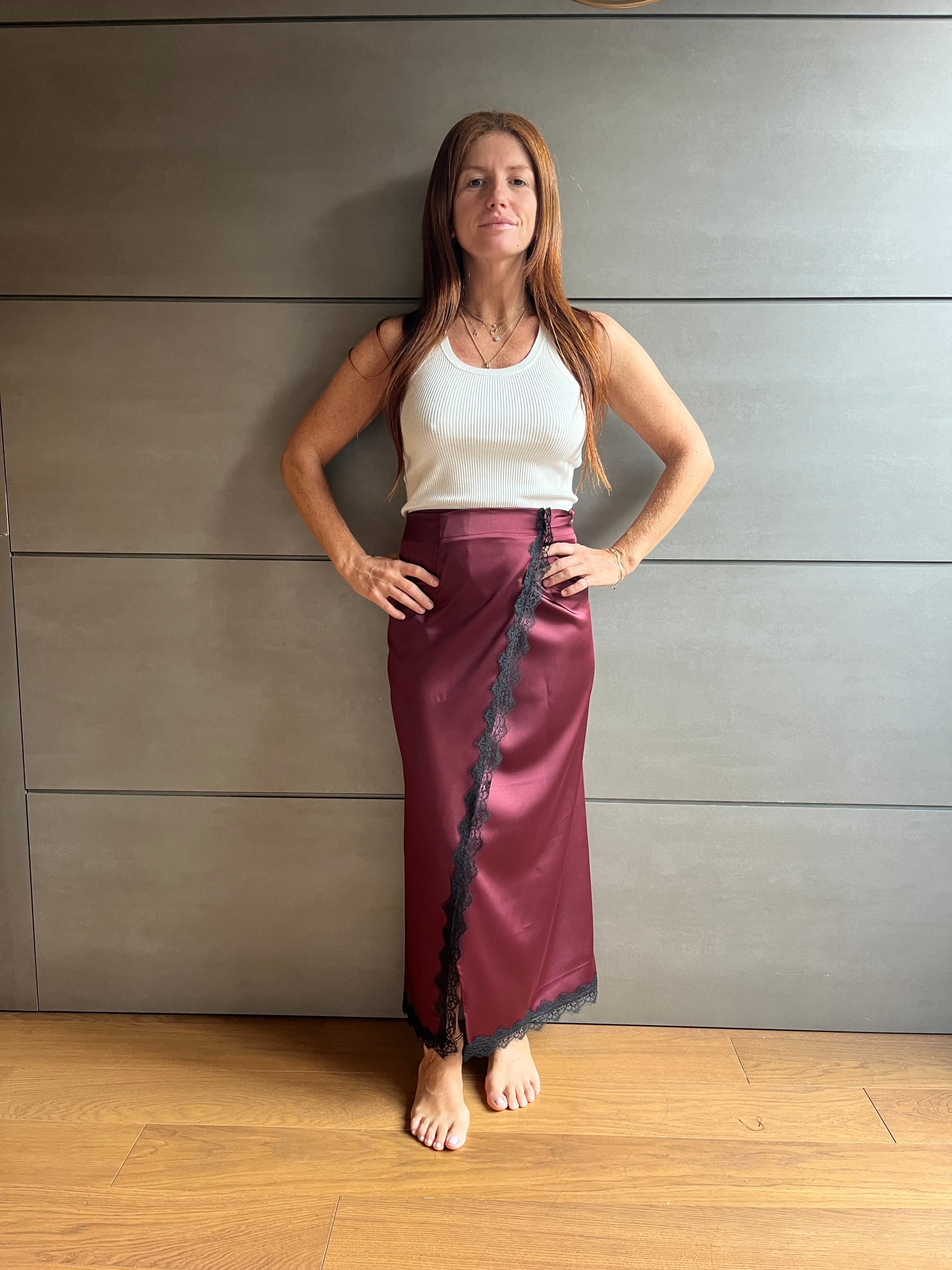 Gonna portafoglio pizzo e satin