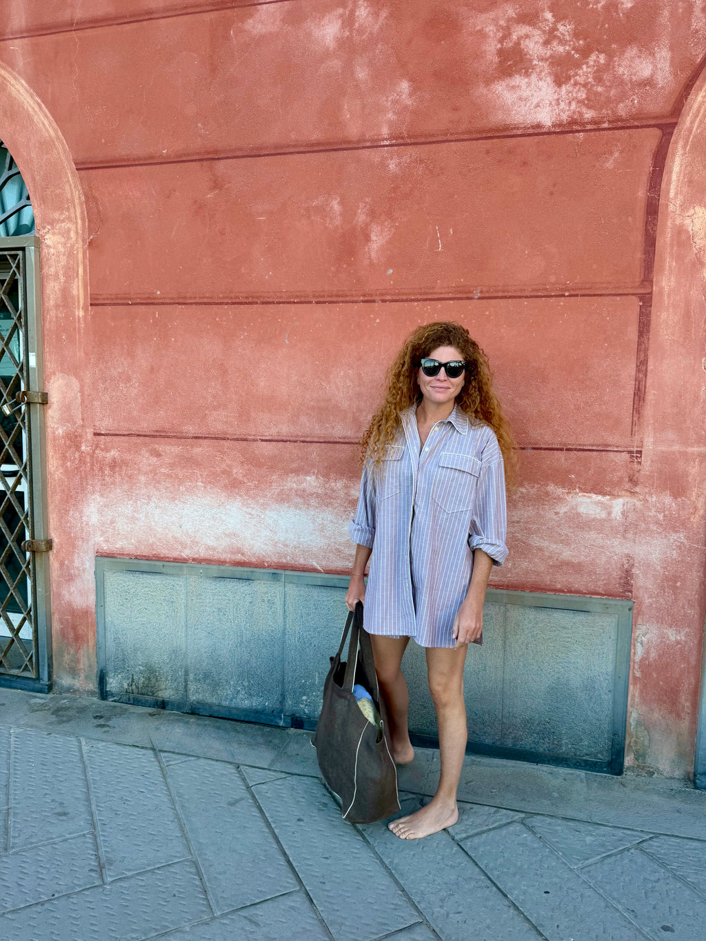 Daily Pajama corto righe marroni