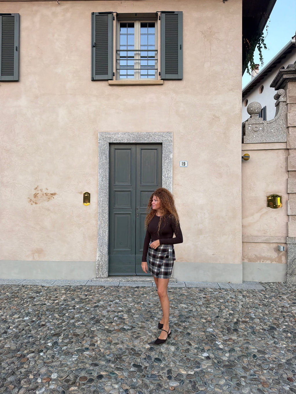 Mini Gonna - Check marrone e bianco