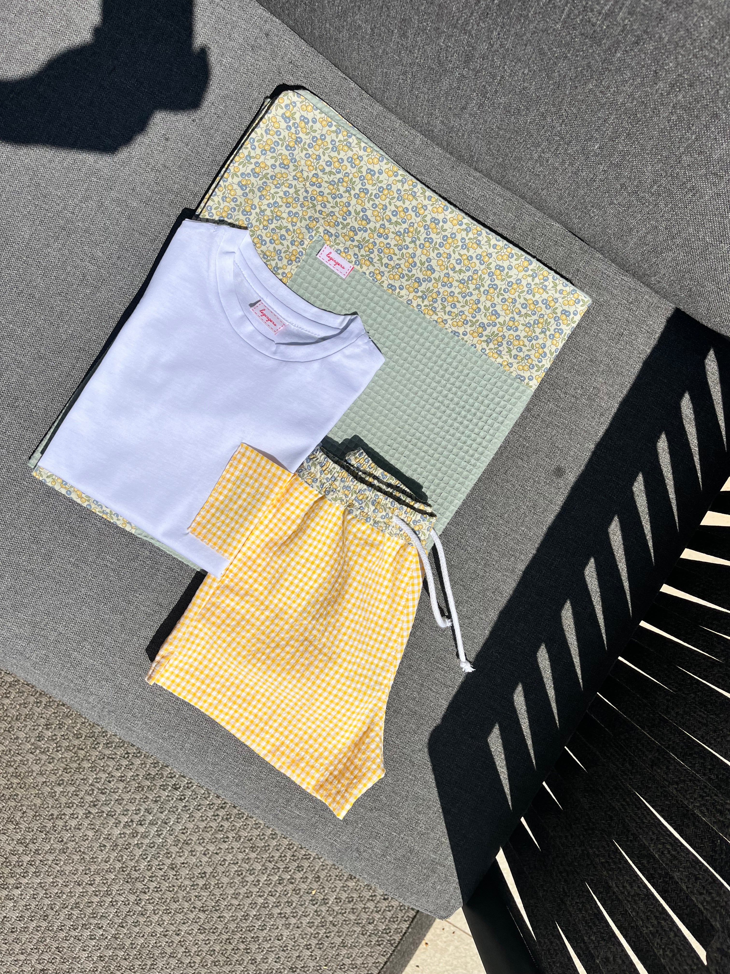 T-shirt tasca vichy giallo