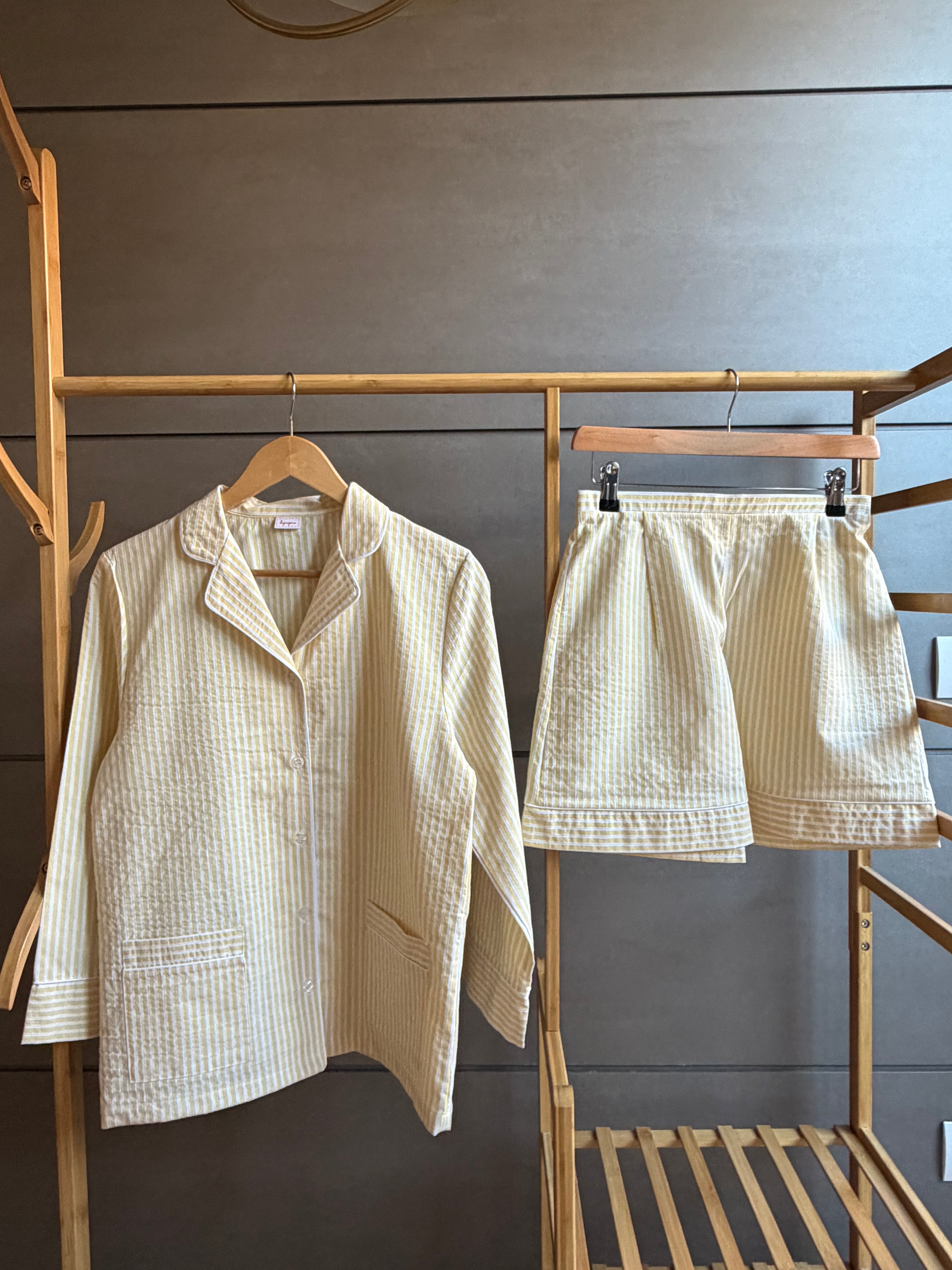 Pigiama donna RIGHE GIALLE Lungo + Corto