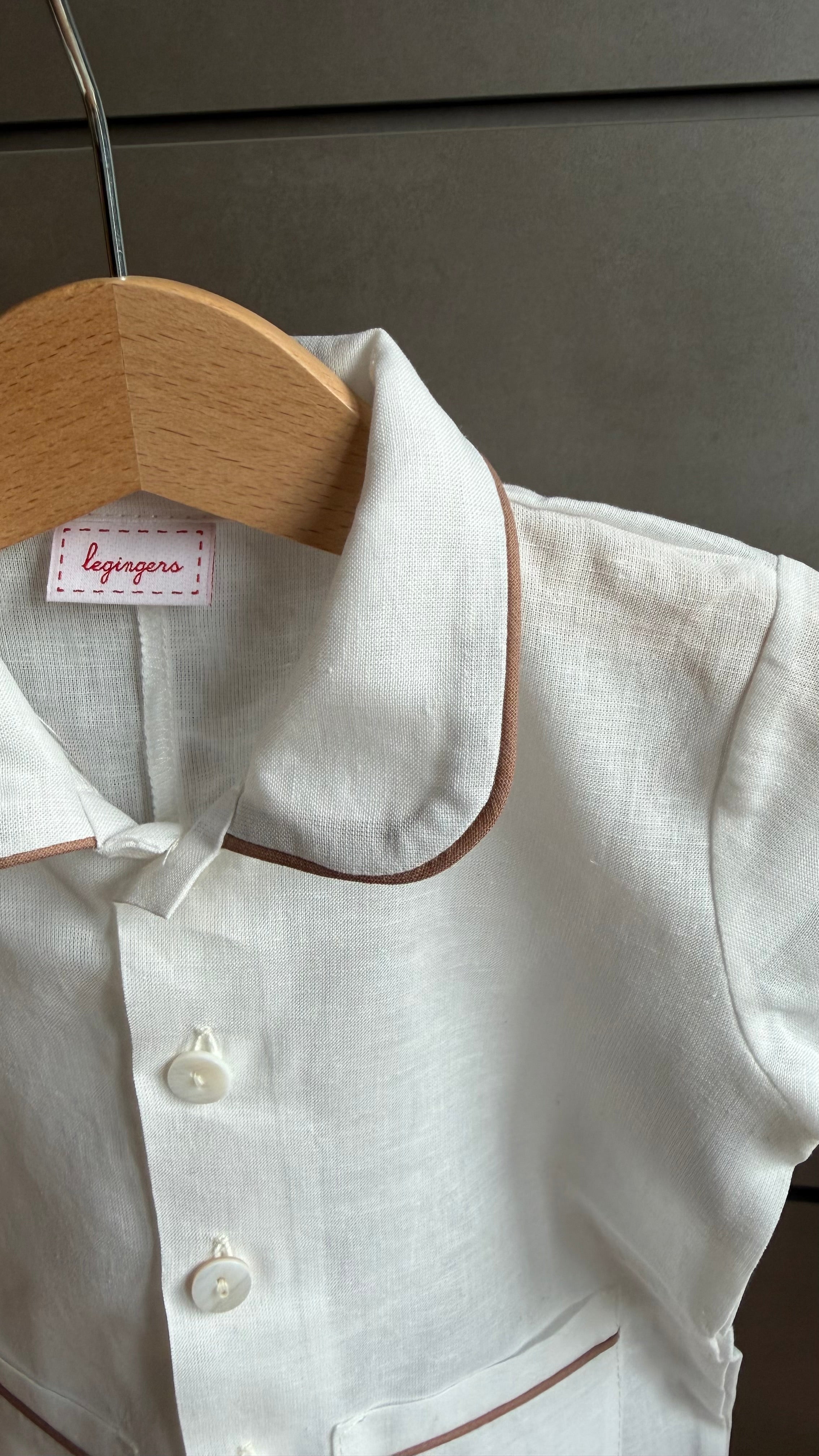 Pigiama donna LINO E BORDI MARRONE Lungo + Corto