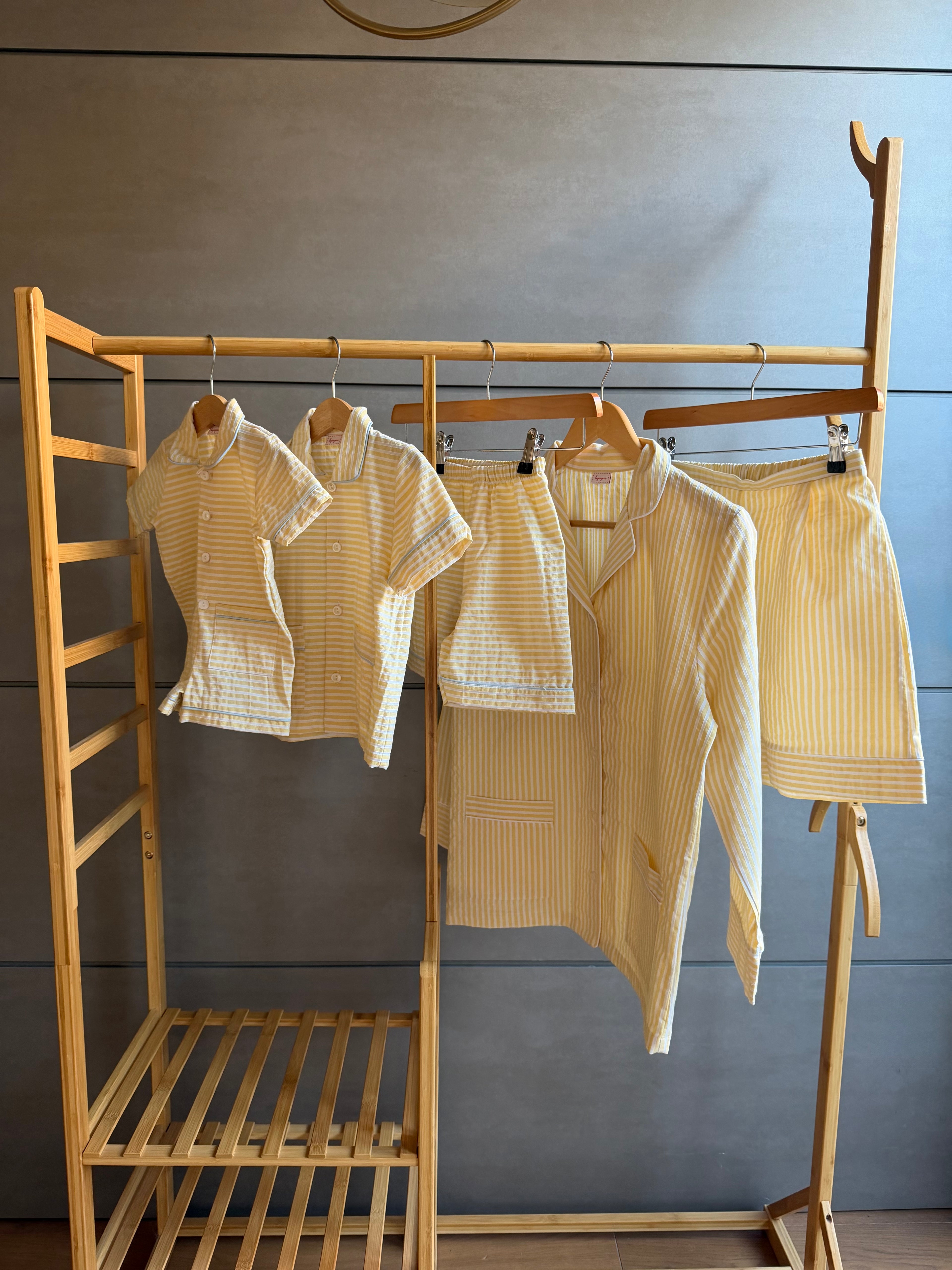 Pigiama donna RIGHE GIALLE Lungo + Corto