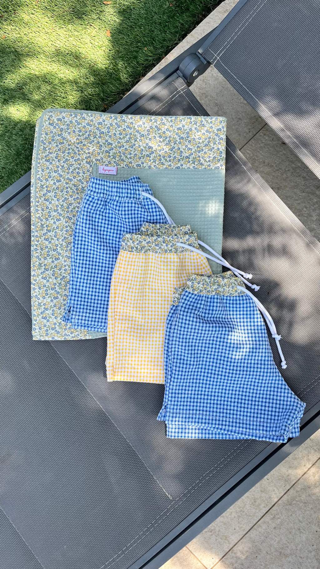 Boxer vichy giallo e bordo frutti