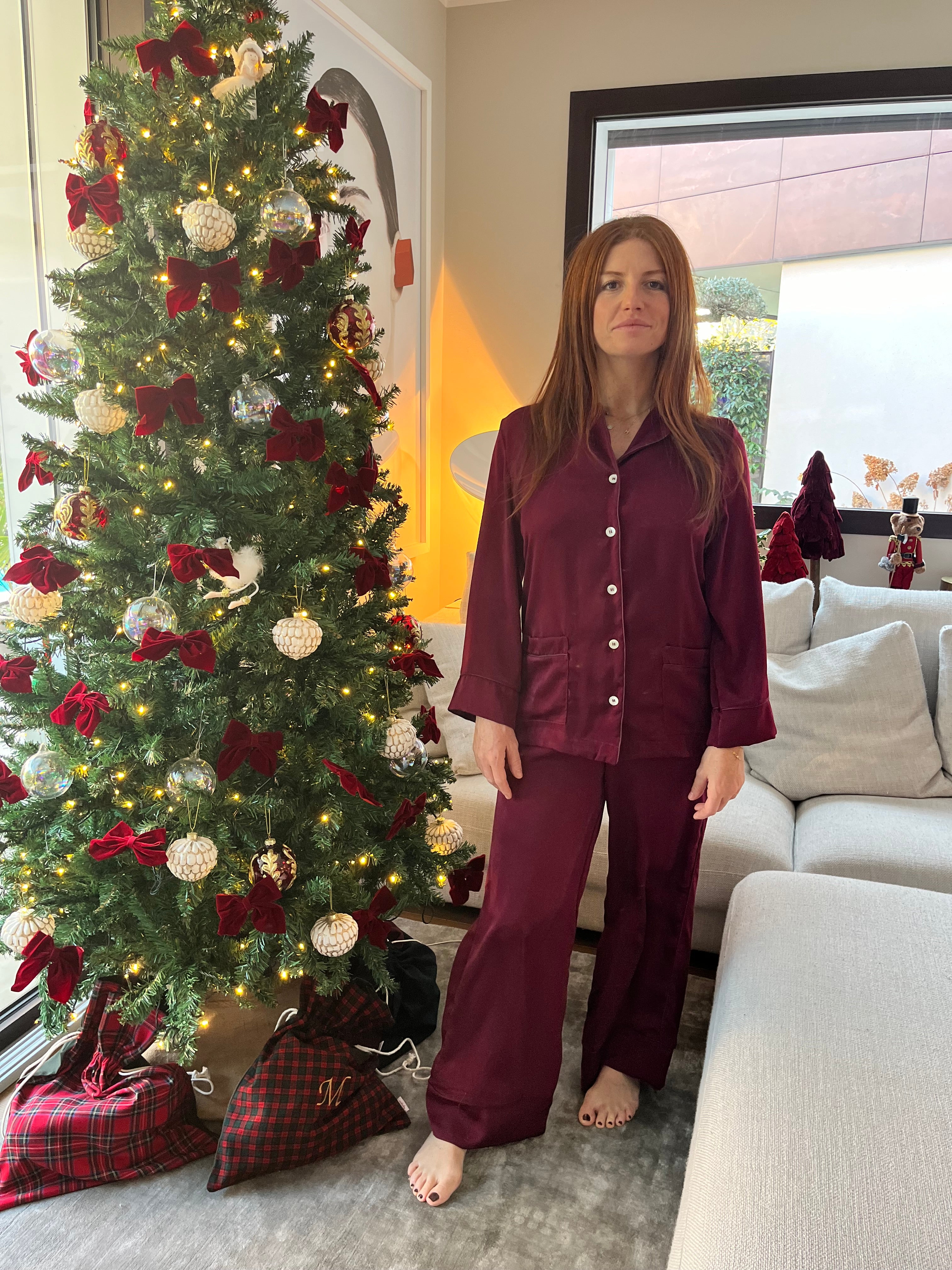 Pigiama donna SATIN BORDEAUX