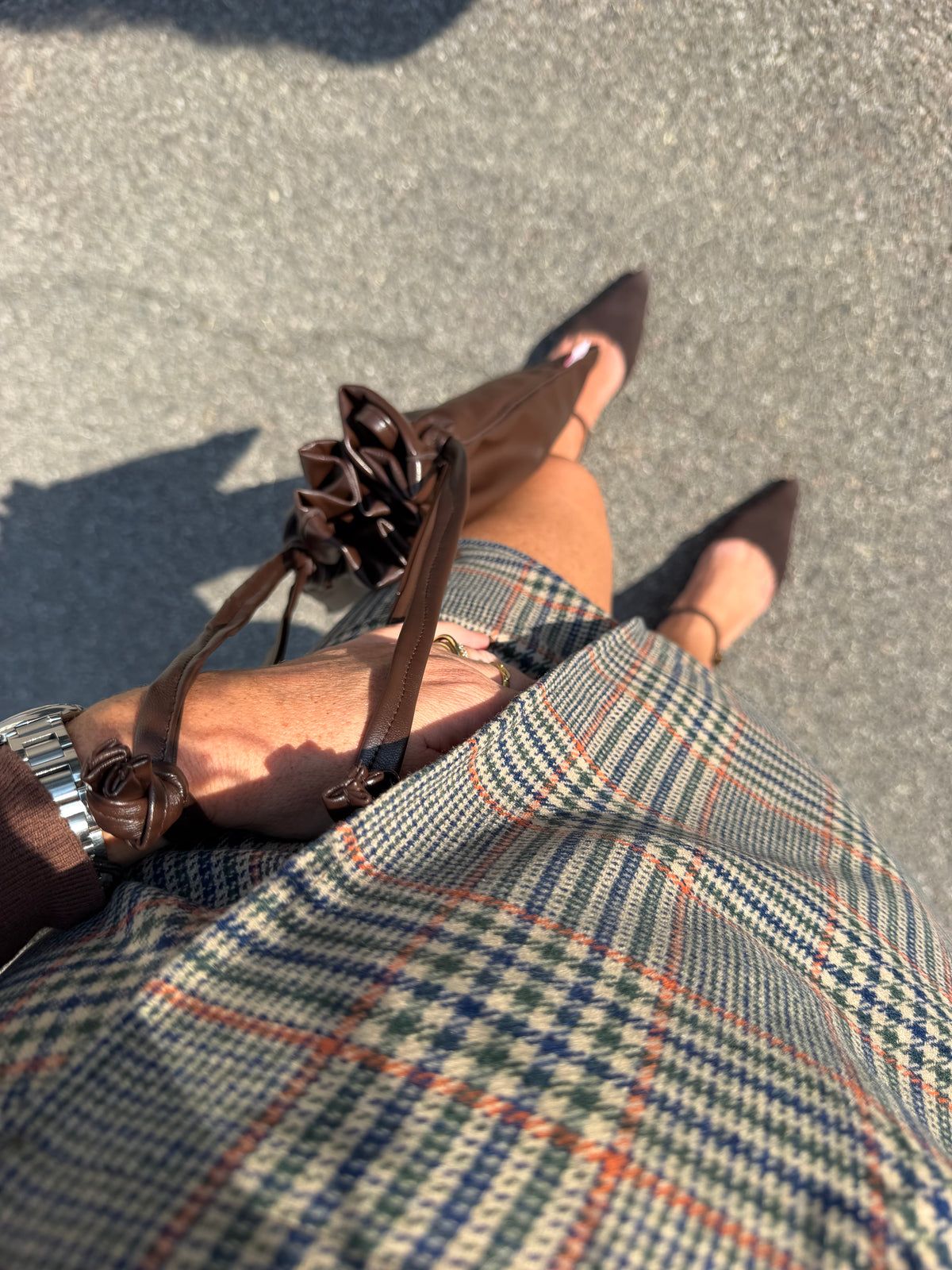Mini Gonna - Check arancio e marrone