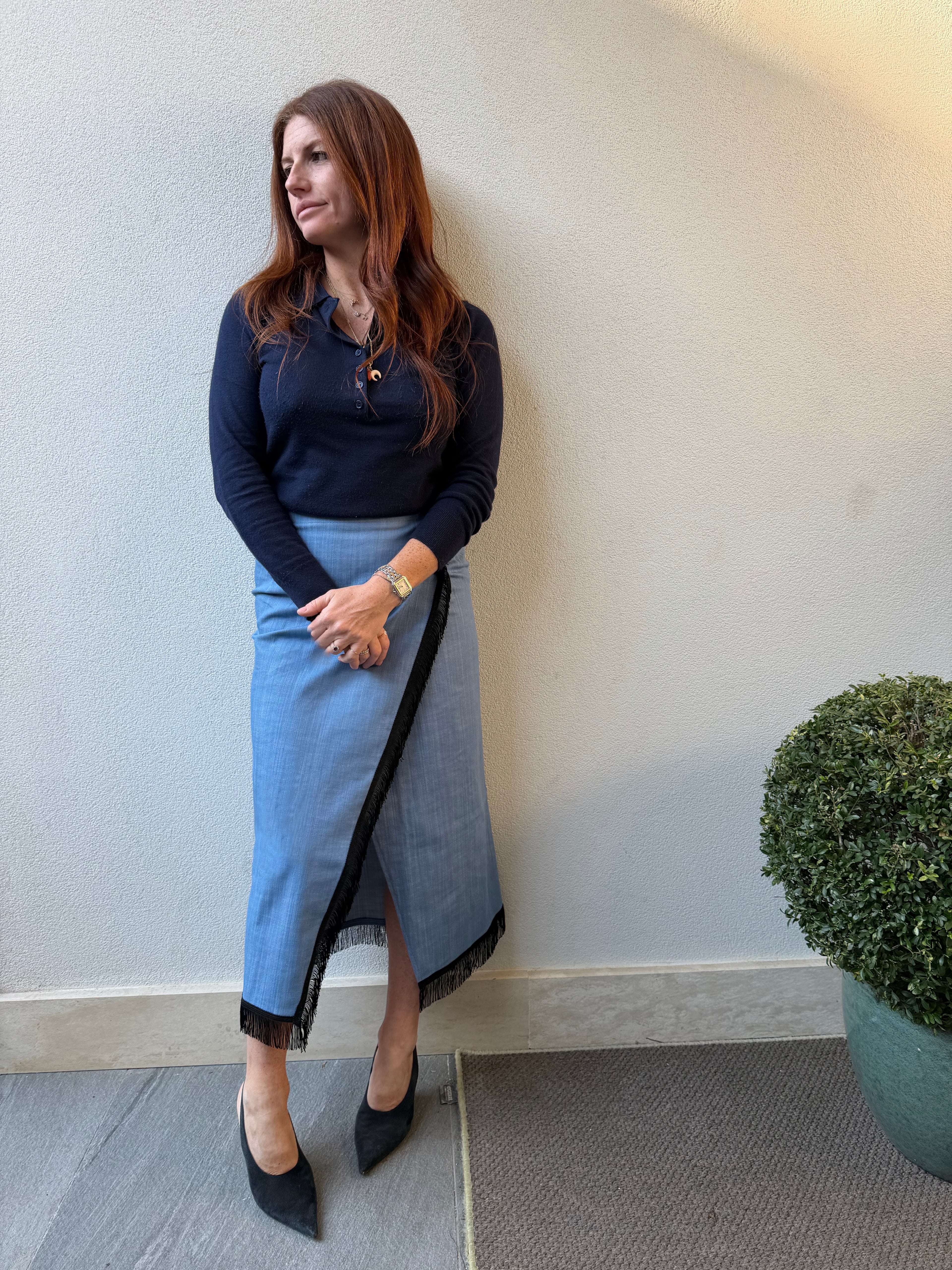 Gonna portafoglio jeans e frange