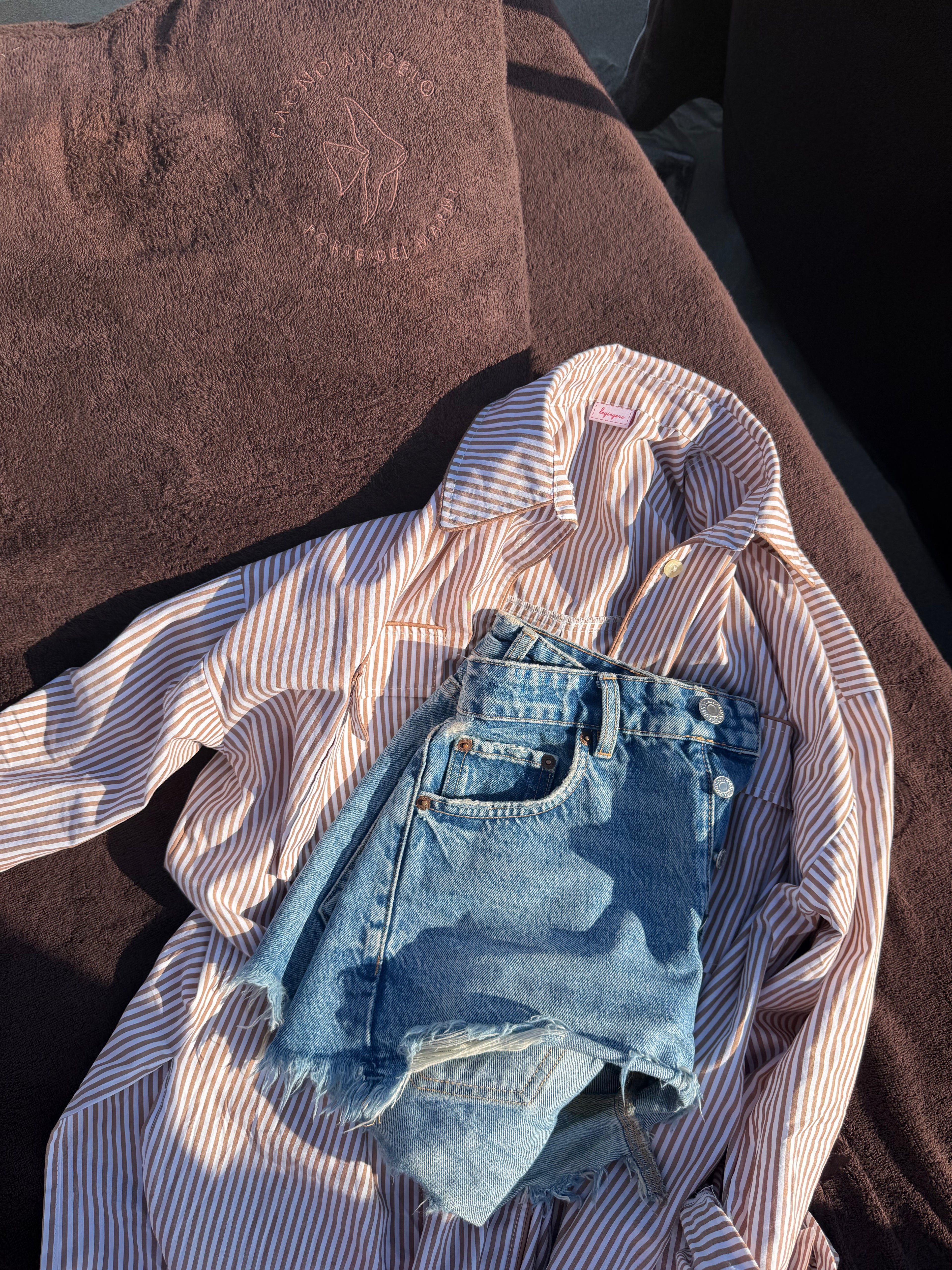 Daily Pajama corto righine marroni