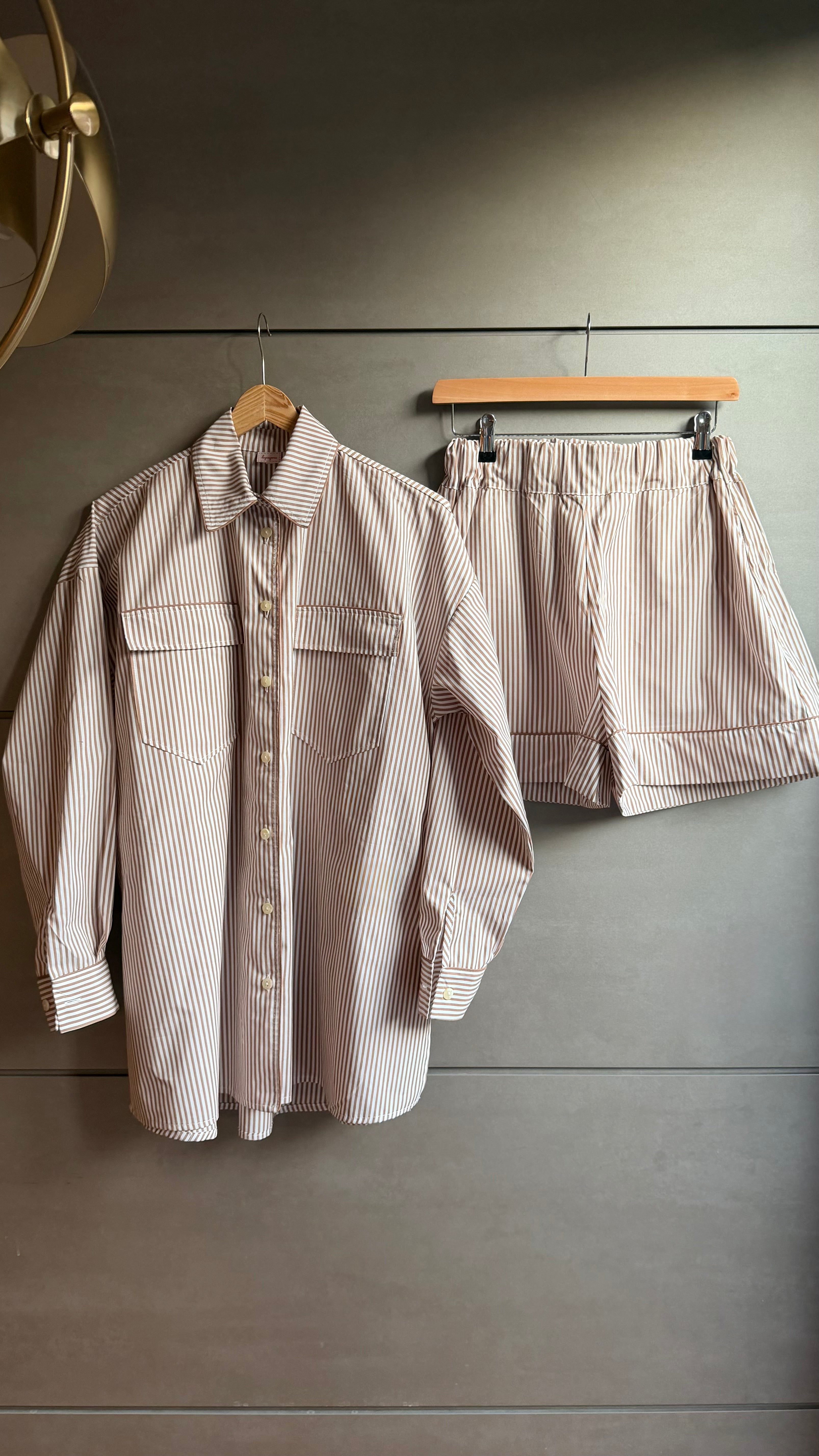 Daily Pajama corto righine marroni