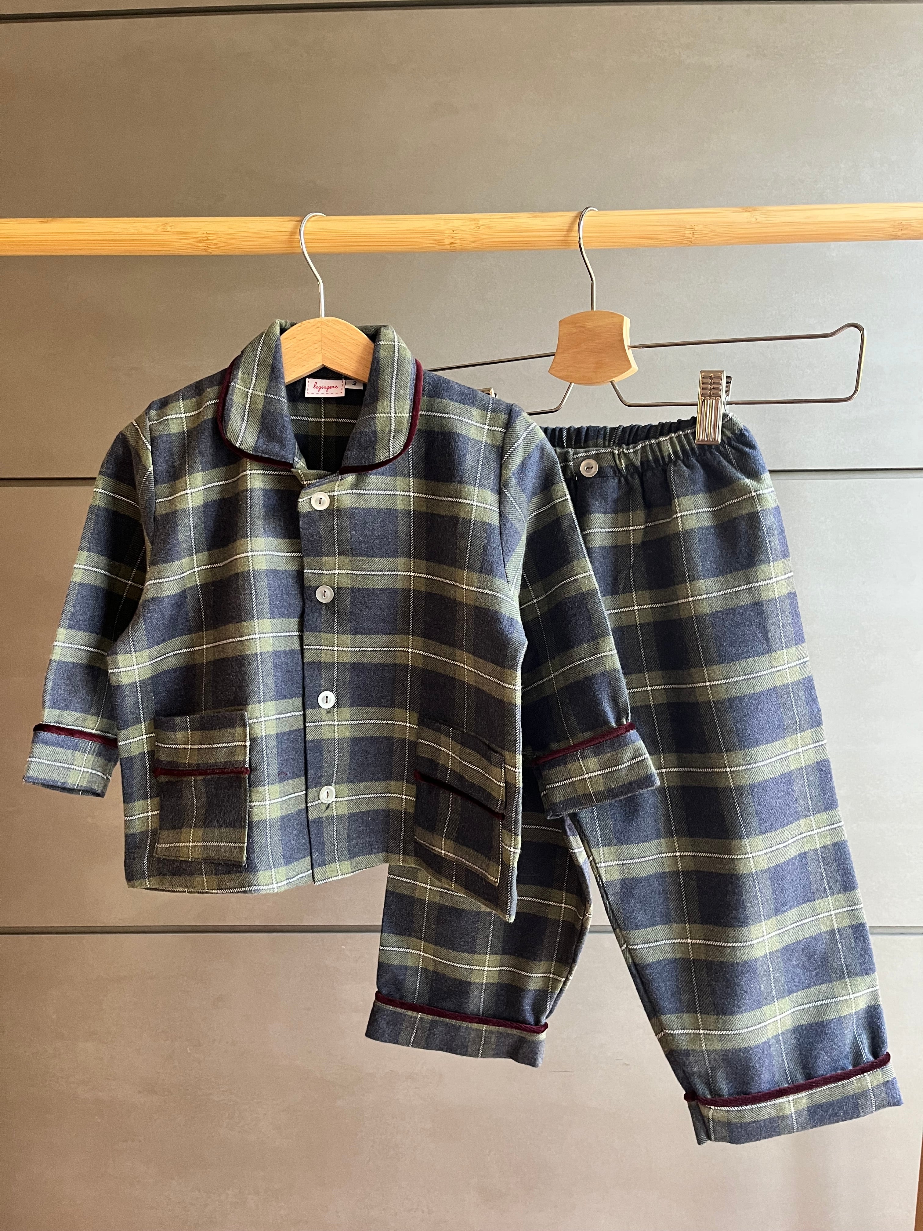 Pigiama dalla 2 alla 6 anni TARTAN VERDE
