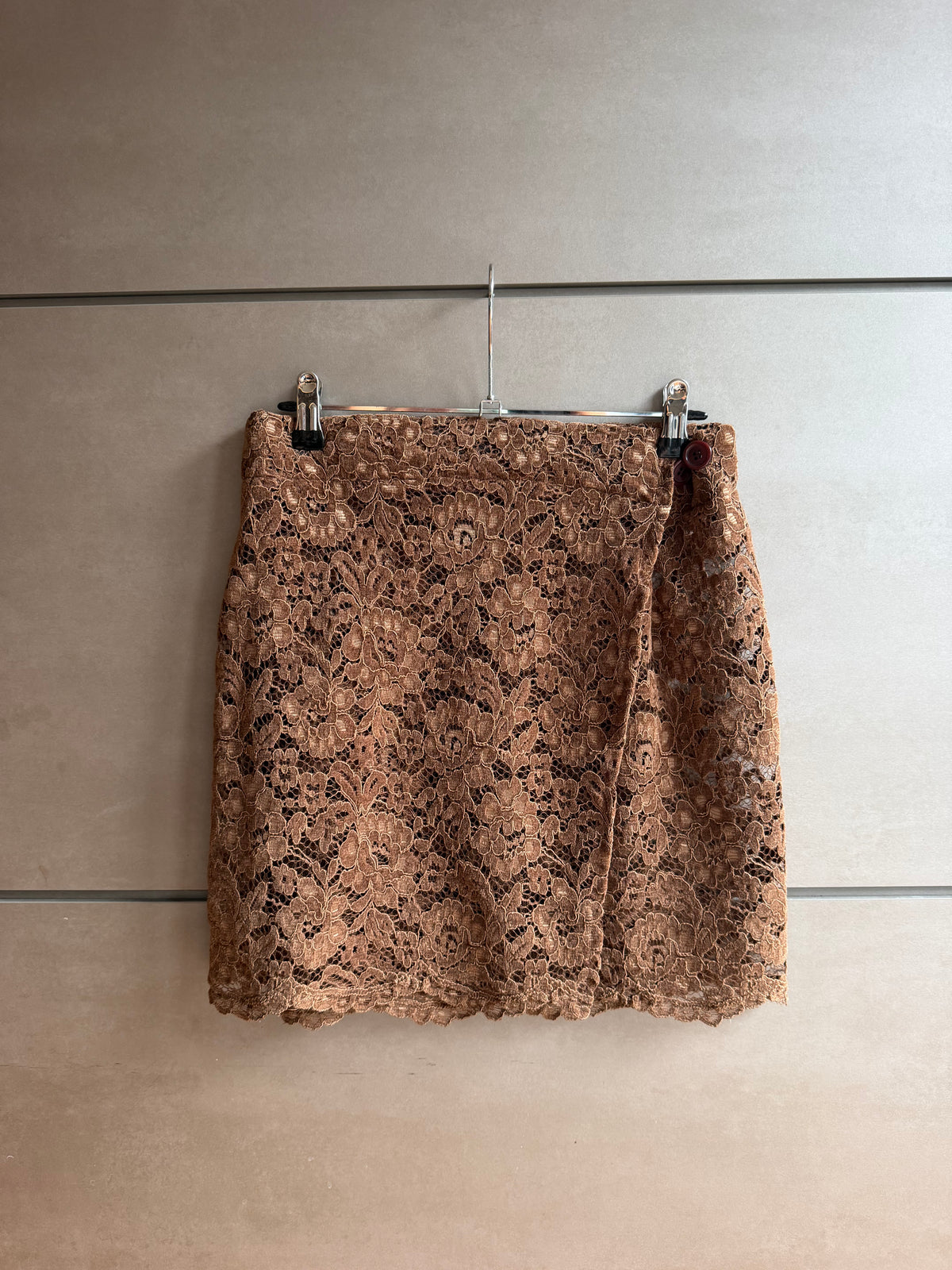 Mini Gonna - Pizzo marrone velluto