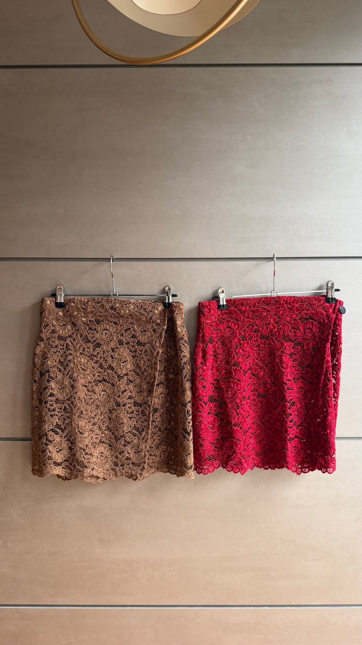 Mini Gonna - Pizzo marrone velluto