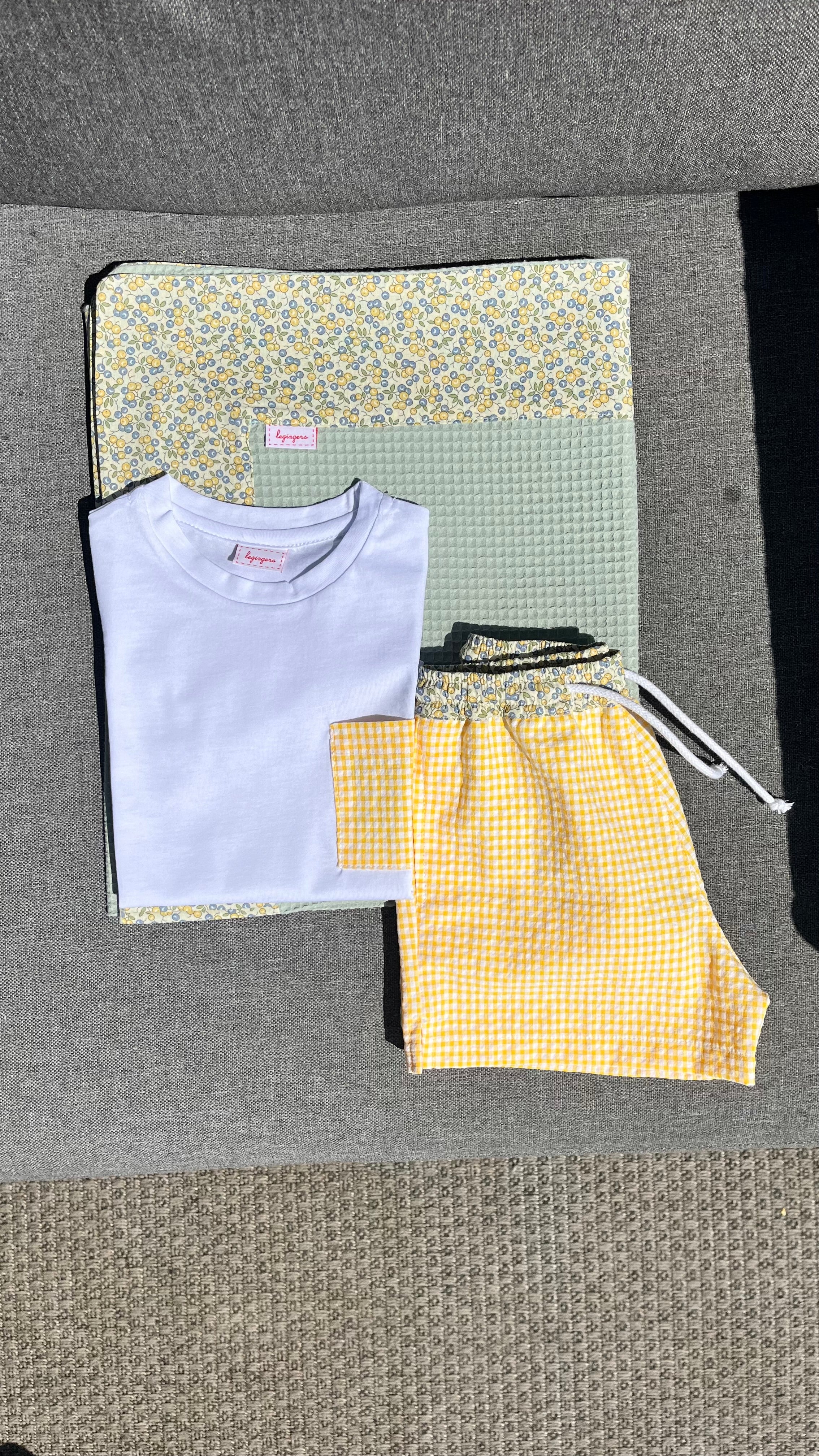 T-shirt tasca vichy giallo