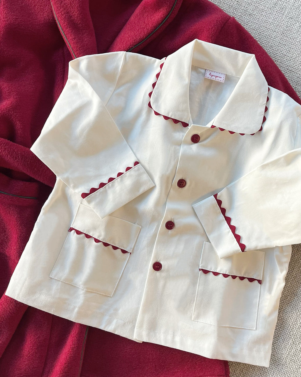 Pigiama: Dalla 2 alla 6 anni BIANCO BORDI BORDEAUX ZIG ZAG
