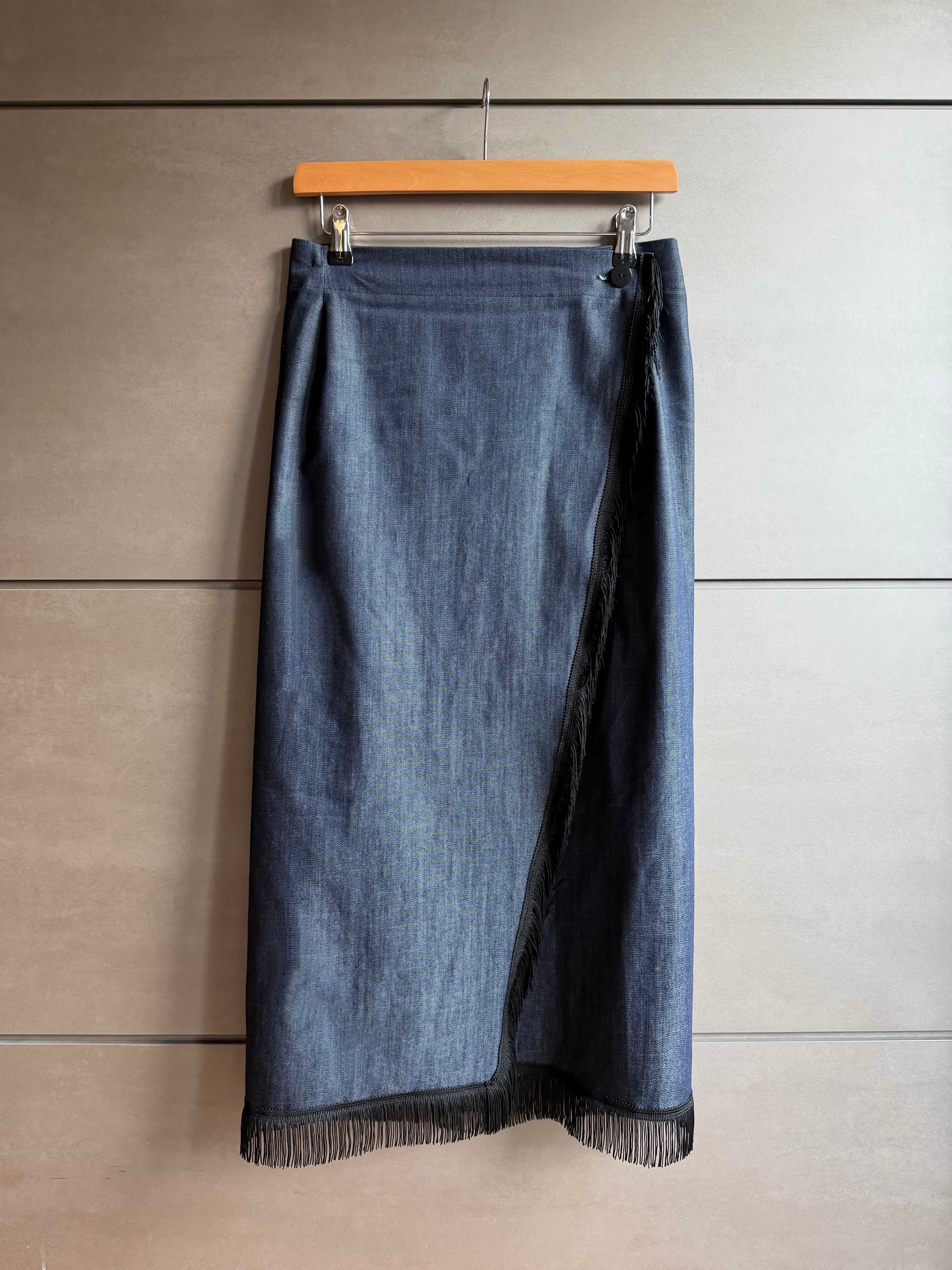 Gonna portafoglio jeans e frange