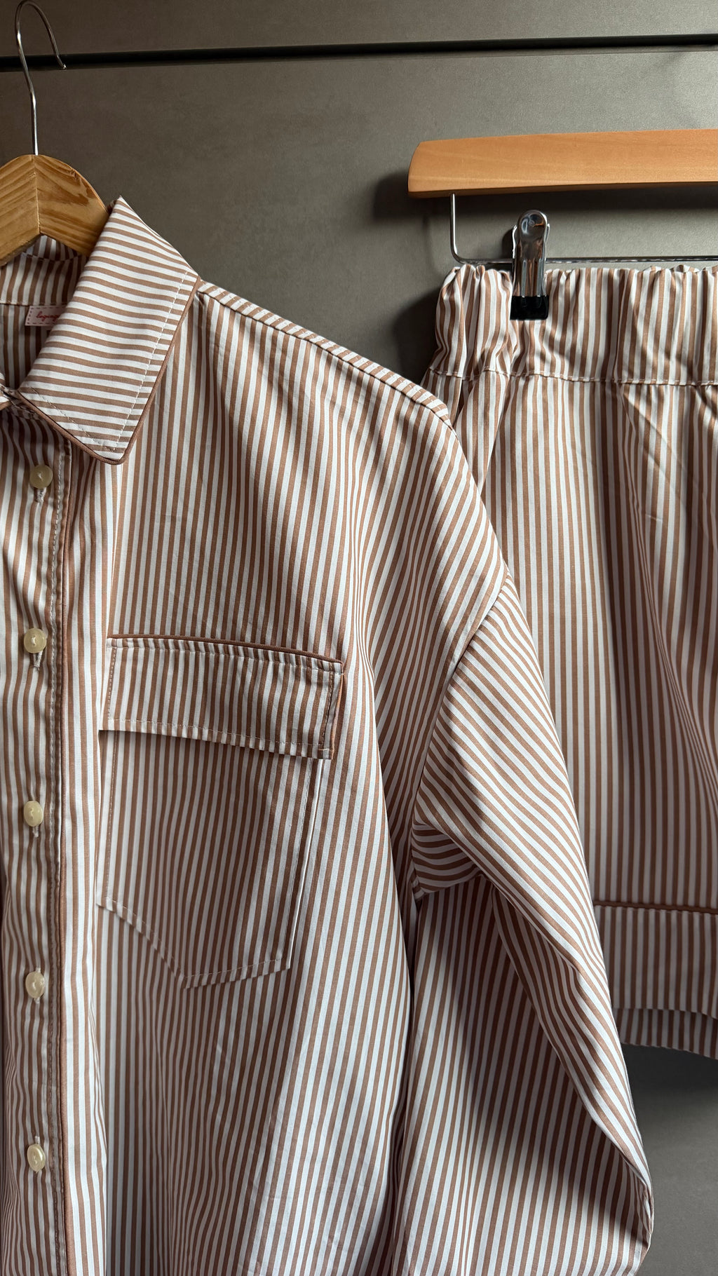 Daily Pajama corto righine marroni