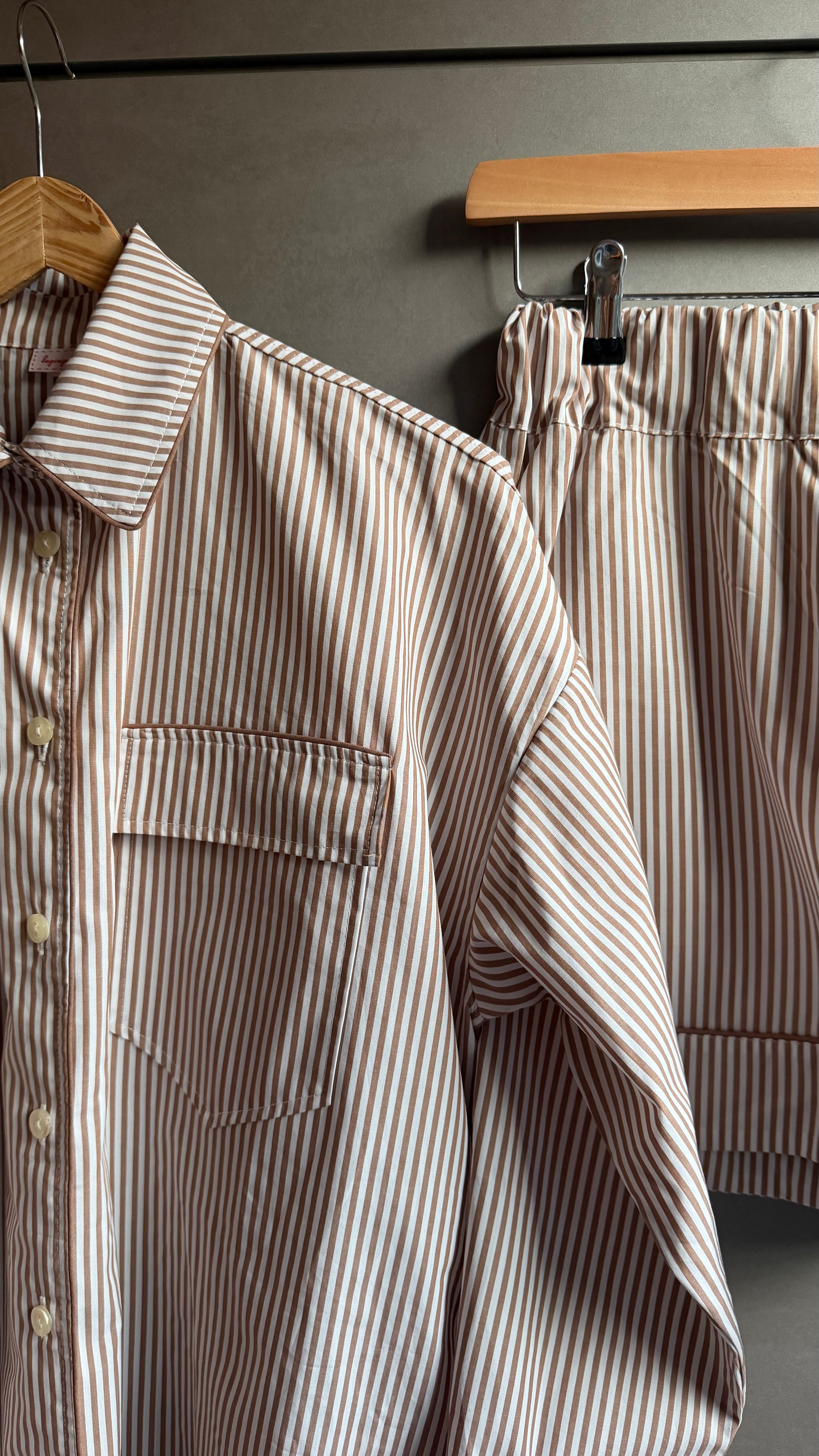Daily Pajama corto righine marroni