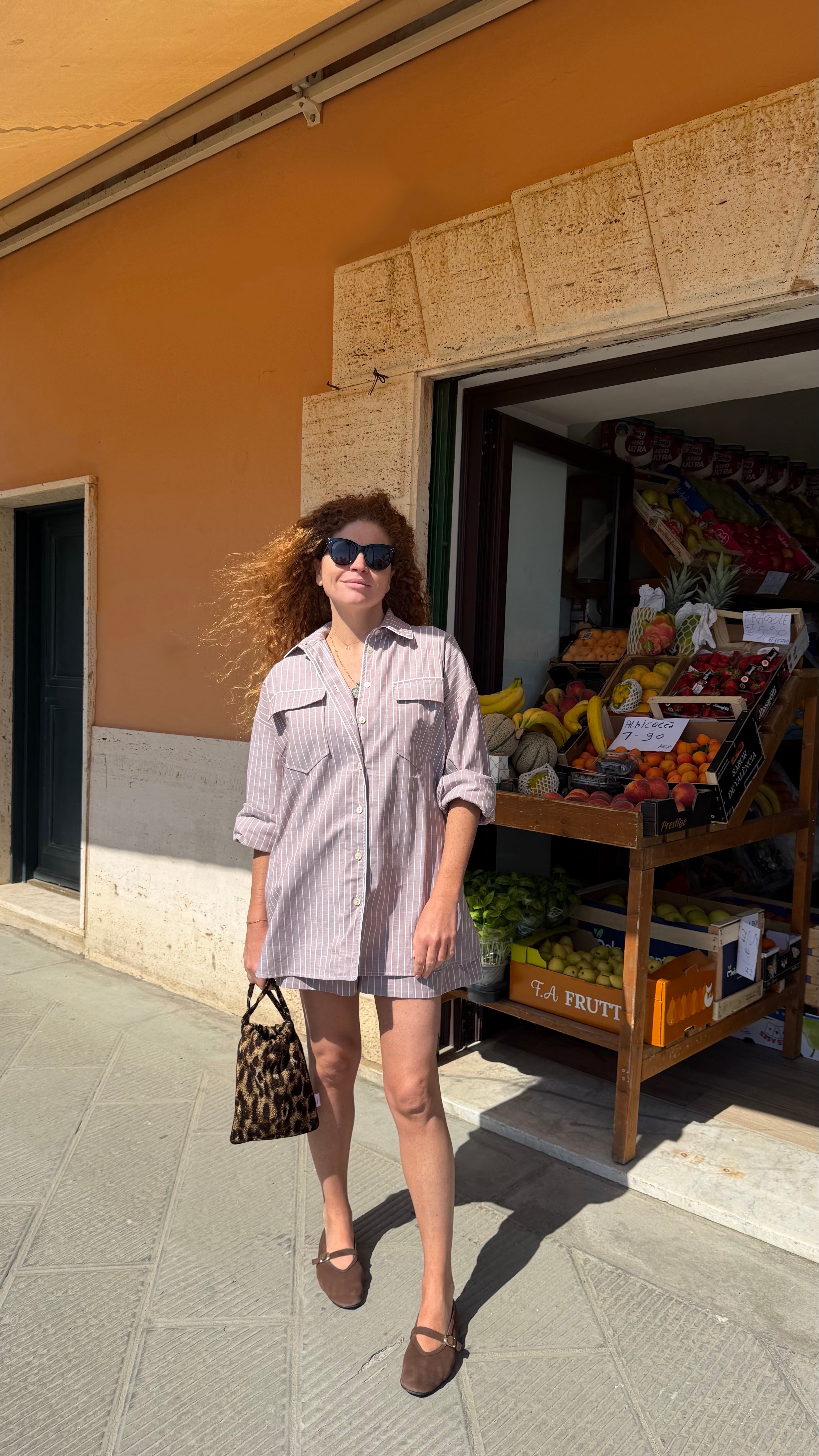 Daily Pajama corto righe marroni