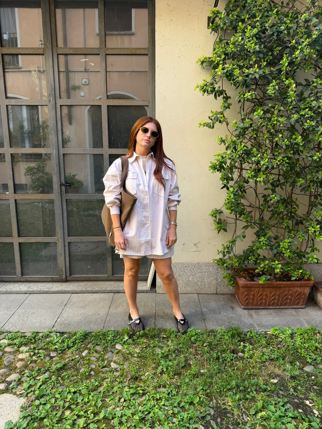 Daily Pajama corto righe beige