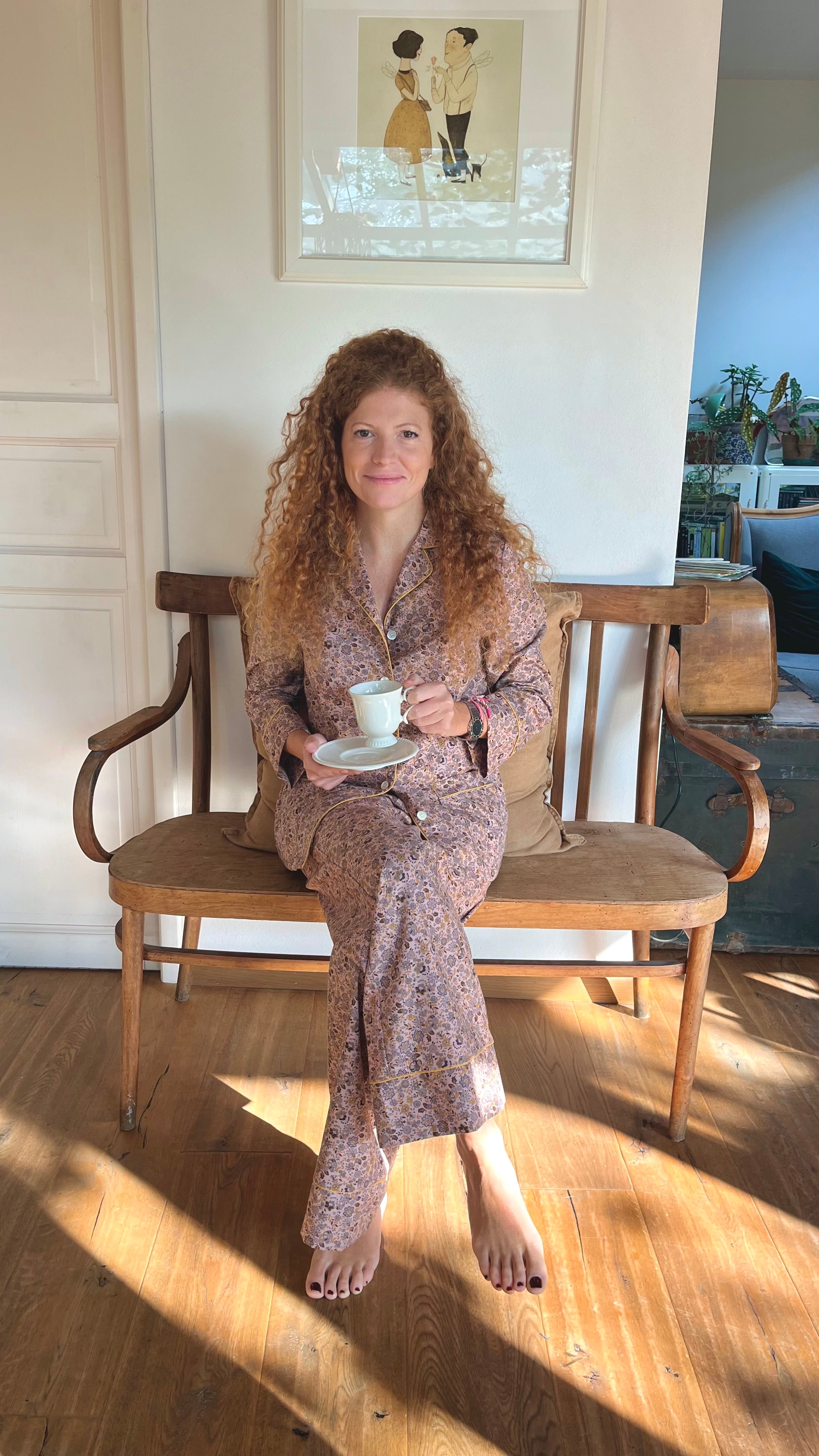 Pigiama donna FIORI ROSA E SENAPE