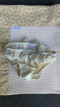 Slip bimba righe gialle e balza fiorellini