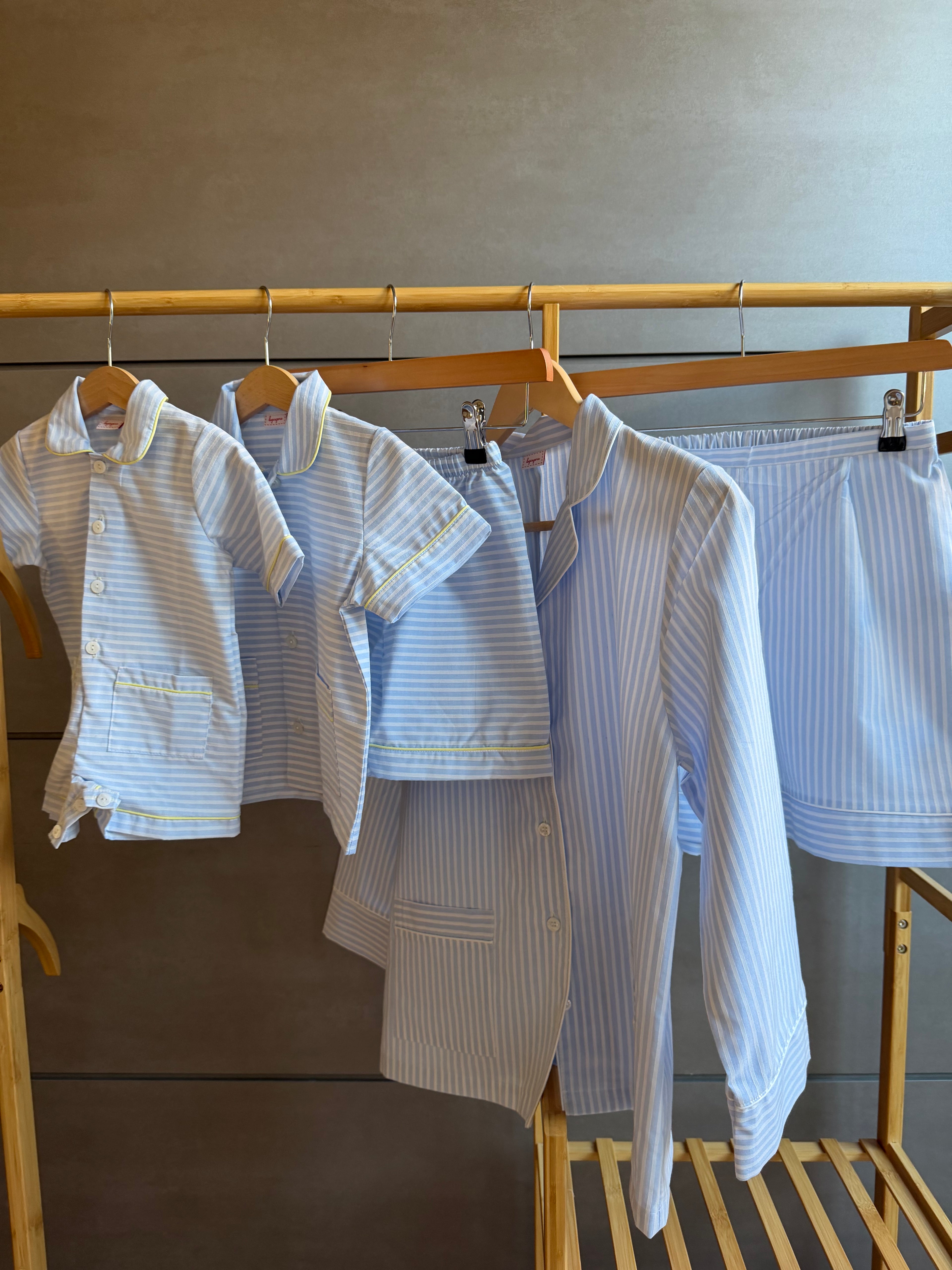 Pigiama donna RIGHE AZZURRE Lungo + Corto