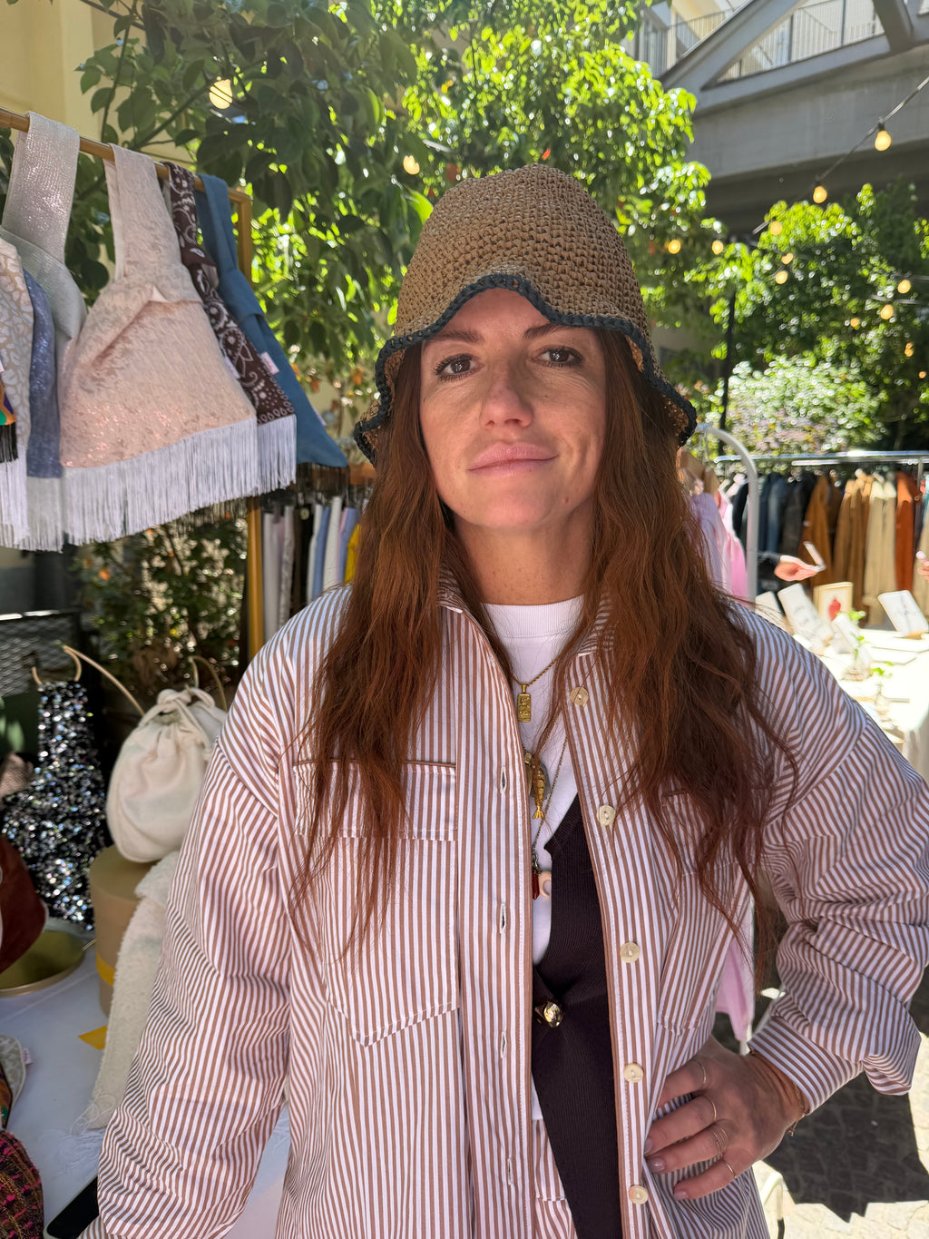 Daily Pajama corto righine marroni
