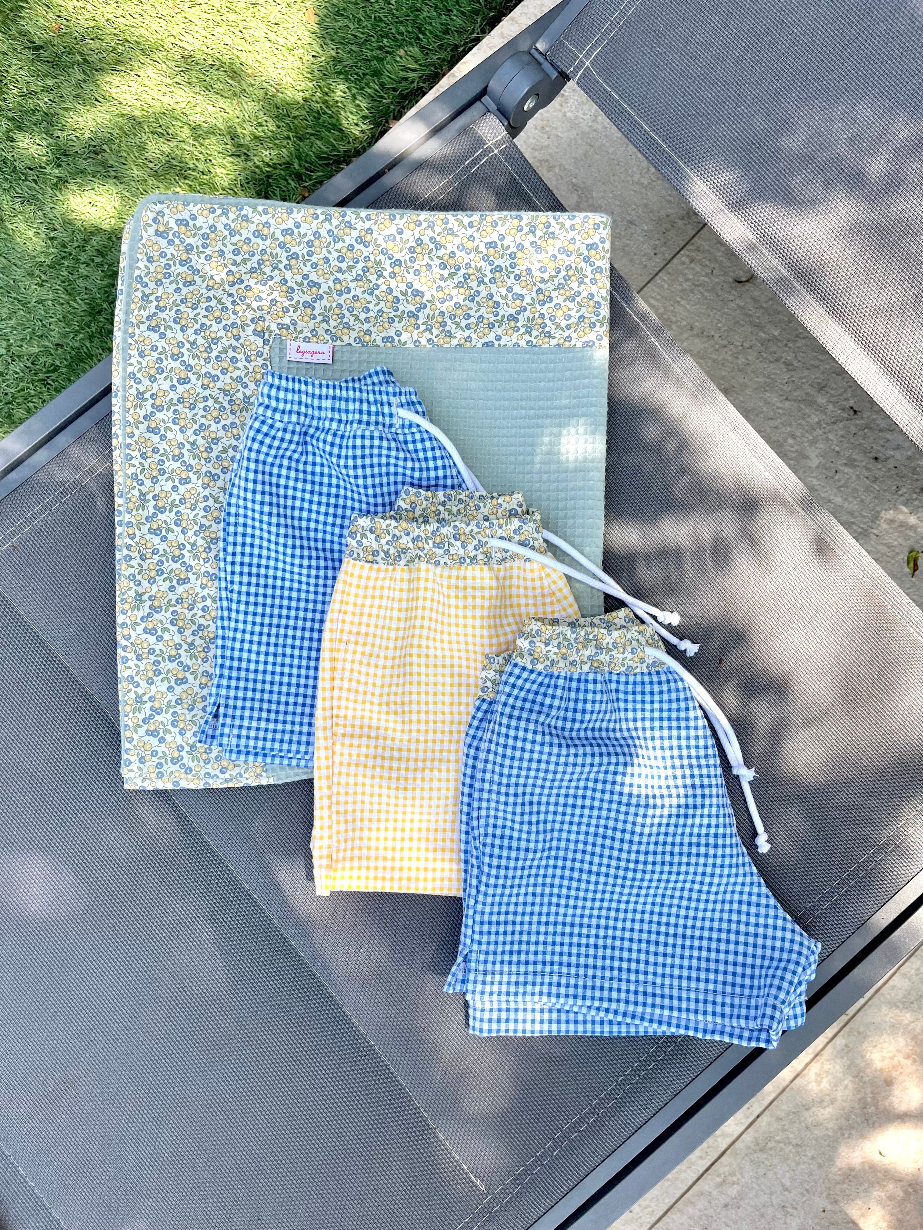 Boxer vichy blu e bordo frutti