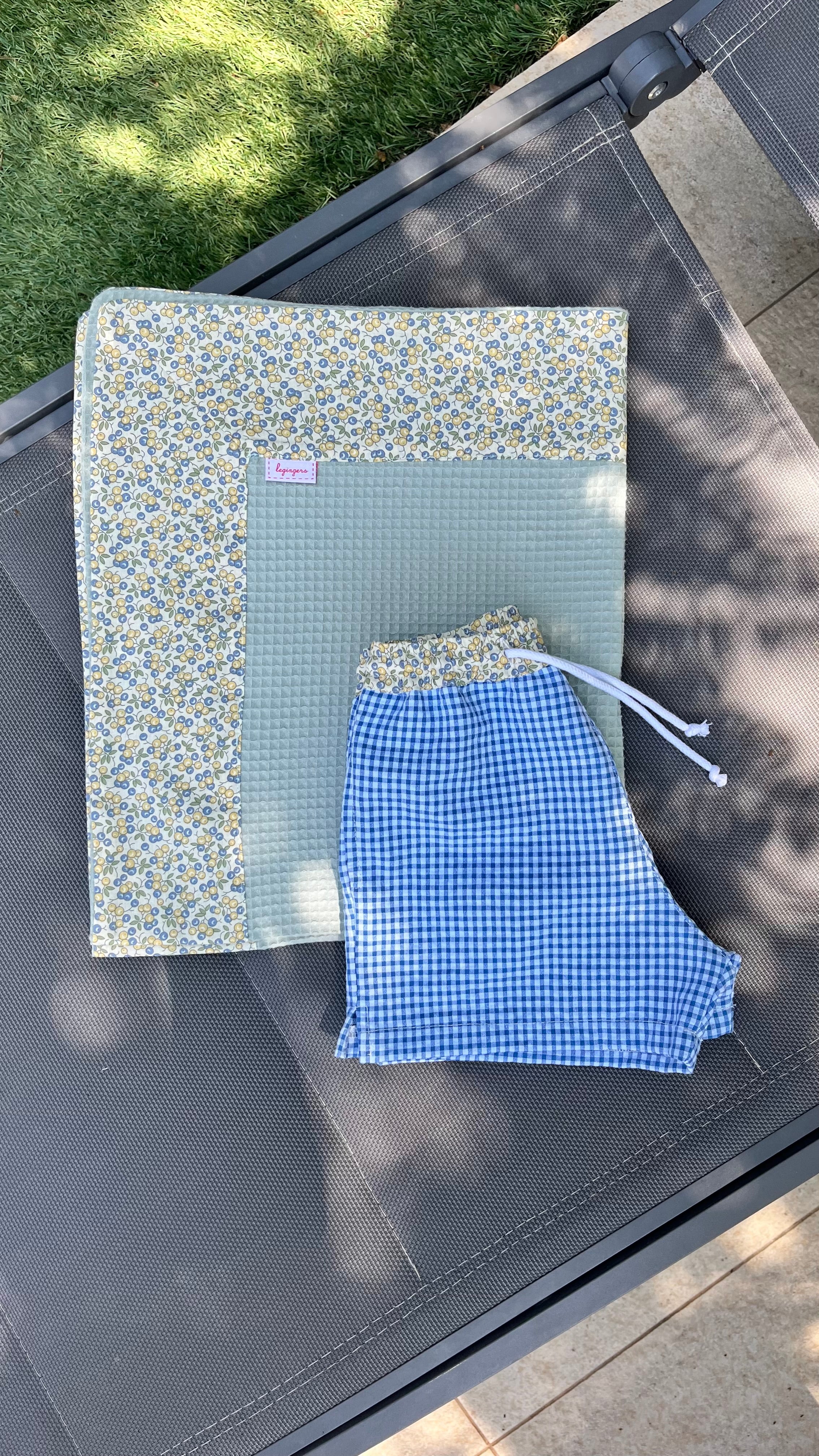 Boxer vichy blu e bordo frutti