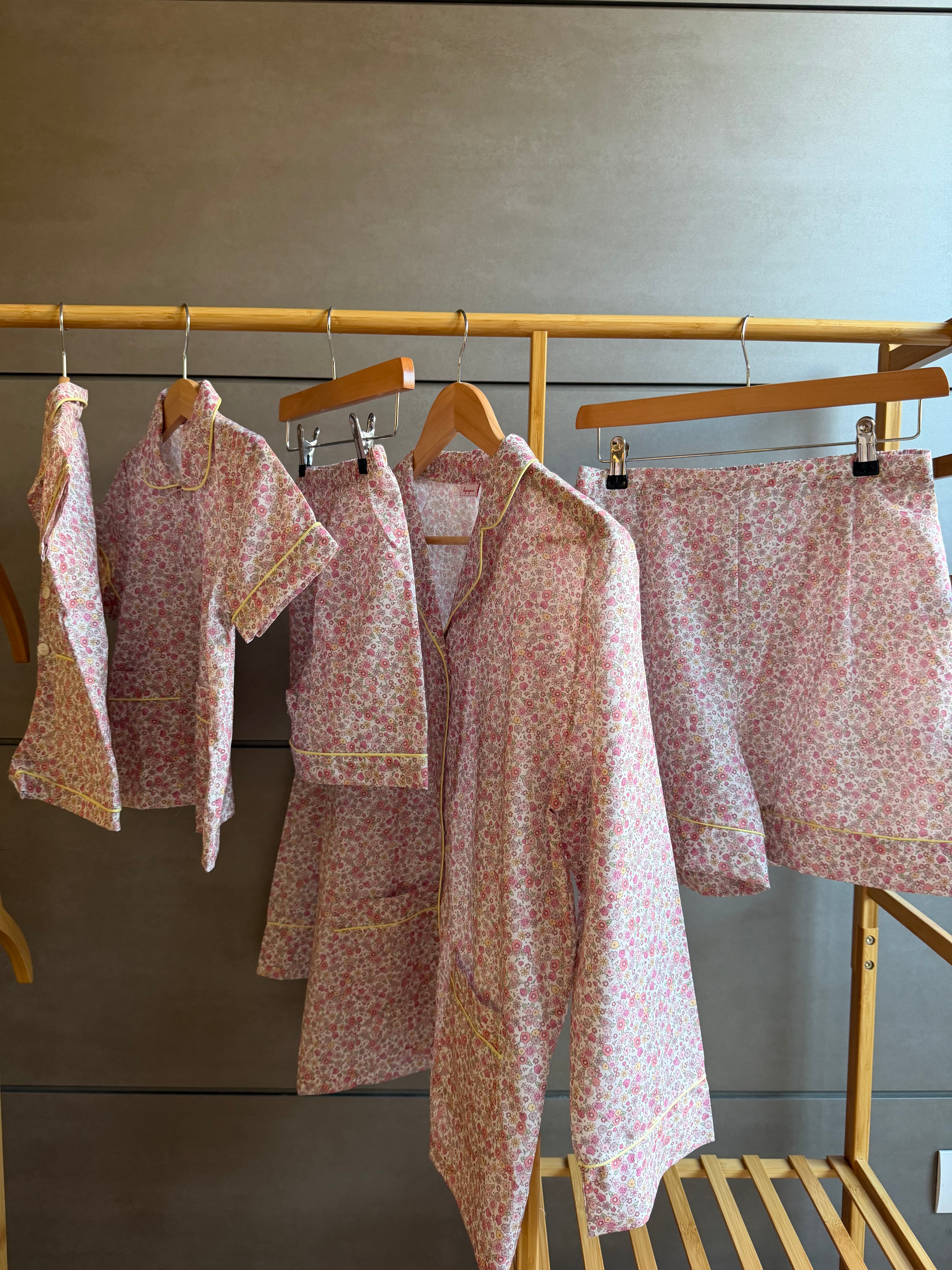 Pigiama donna FIORELLINI ROSA E VERDI Lungo + Corto