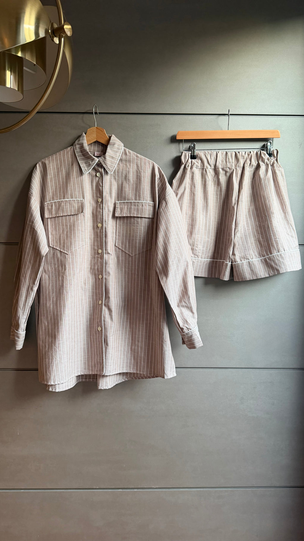 Daily Pajama corto righe marroni