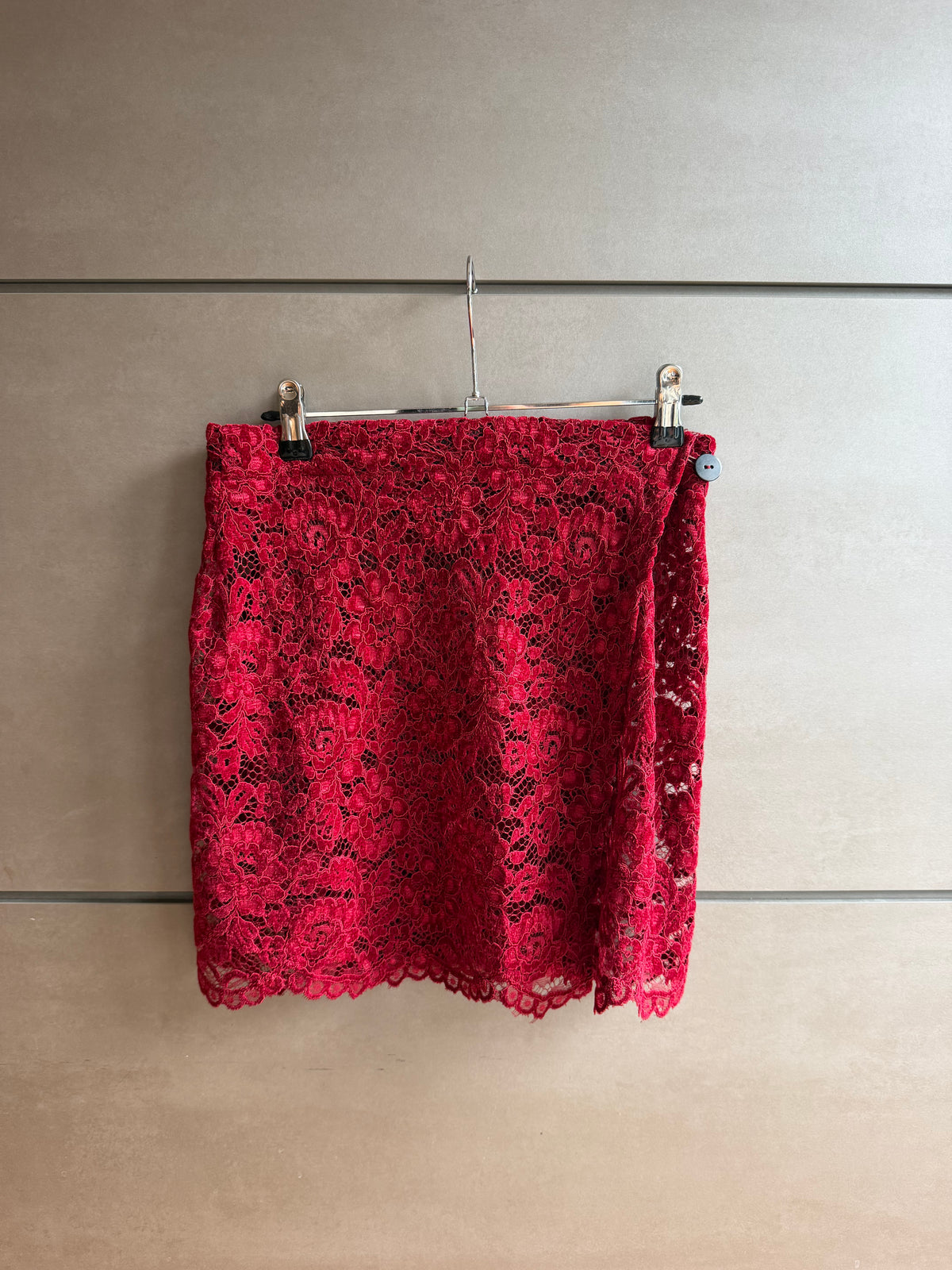 Mini Gonna - Pizzo rosso velluto