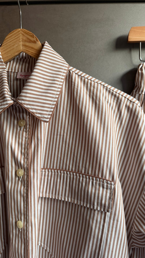 Daily Pajama corto righine marroni