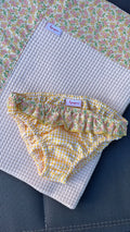 Slip bimba vichy giallo e balza frutti