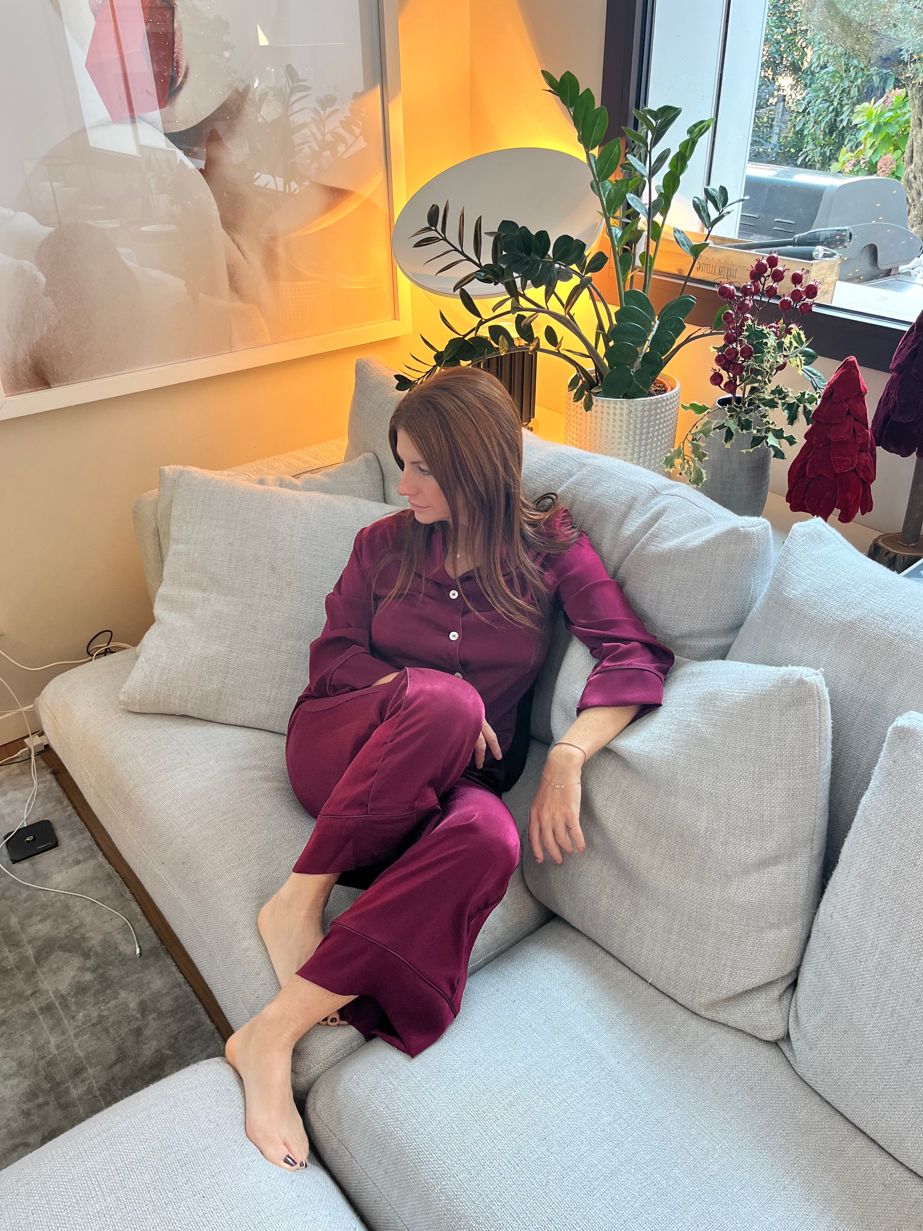 Pigiama donna SATIN BORDEAUX