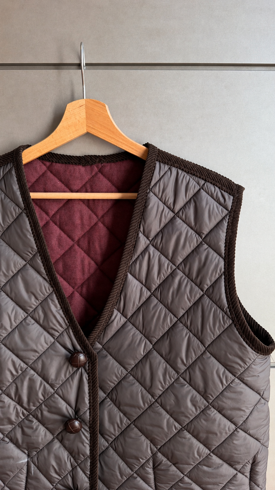 Gilet Trapuntato Double - Bordeaux e Marrone