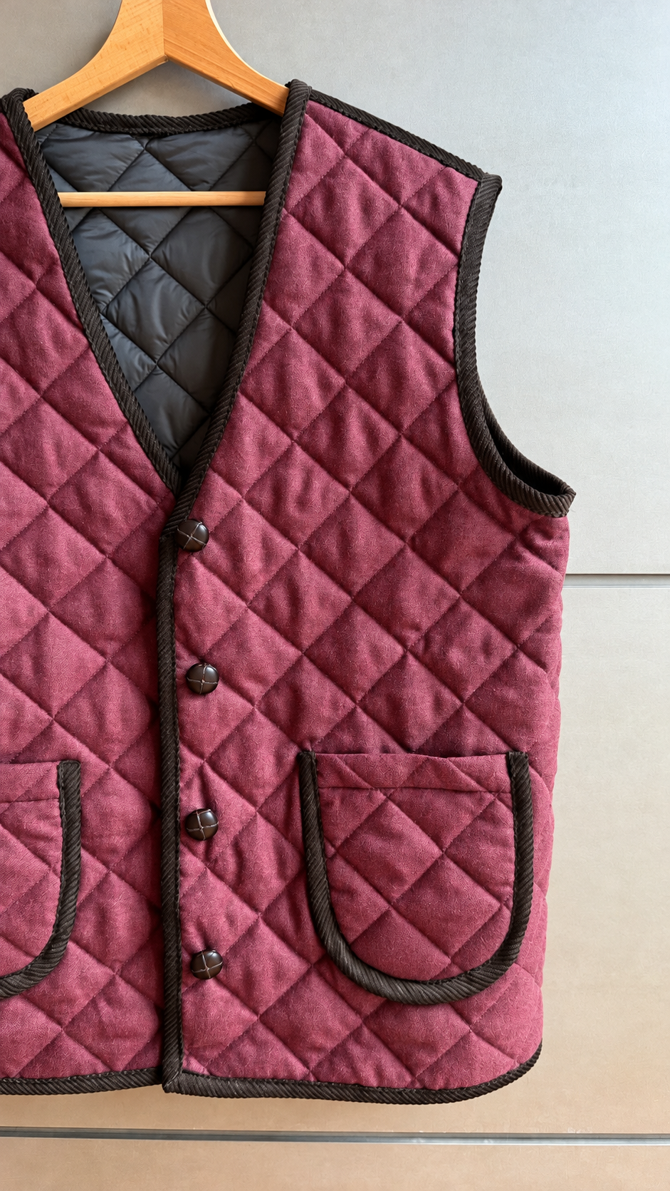 Gilet Trapuntato Double - Bordeaux e Marrone