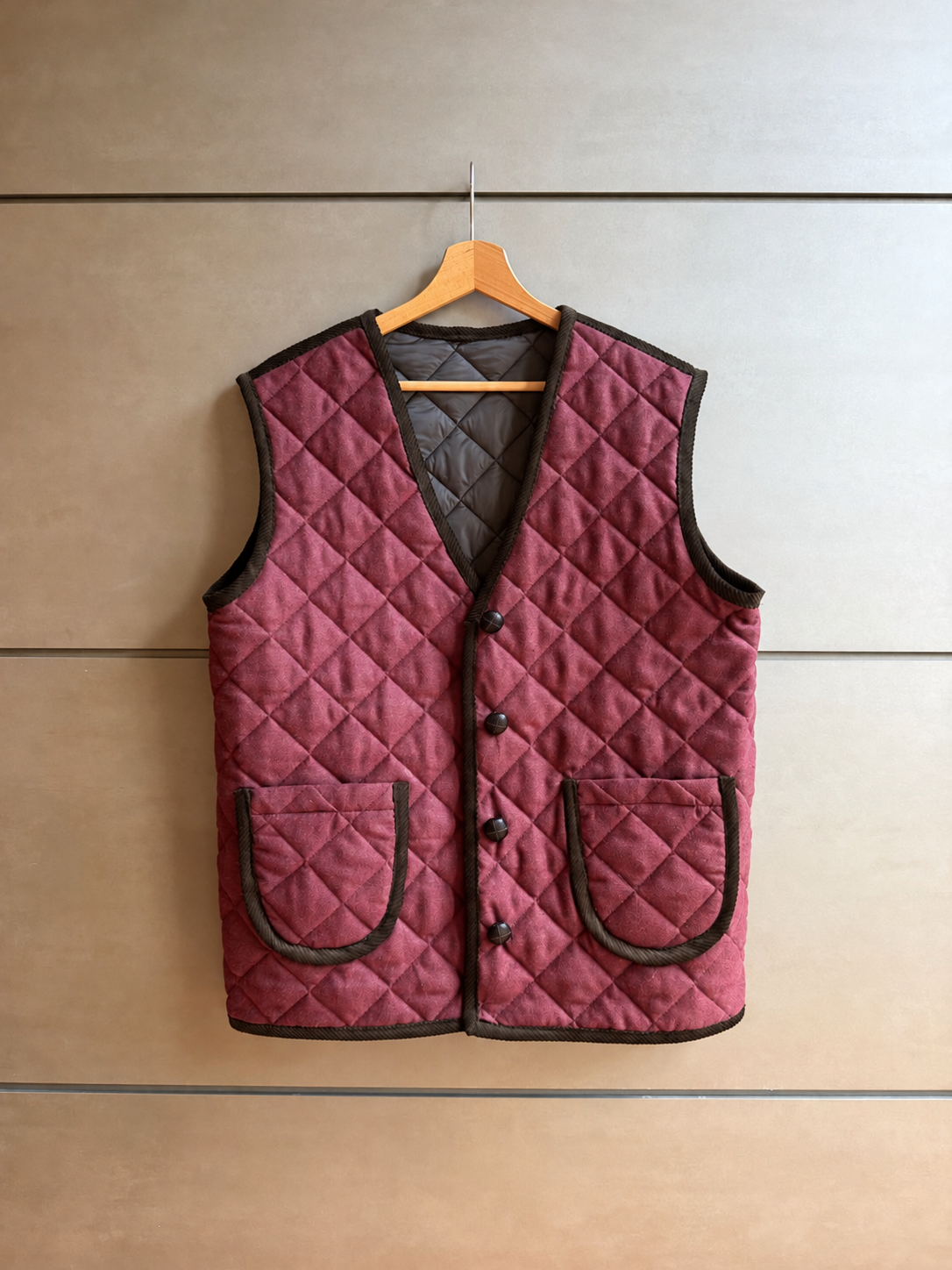 Gilet Trapuntato Double - Bordeaux e Marrone