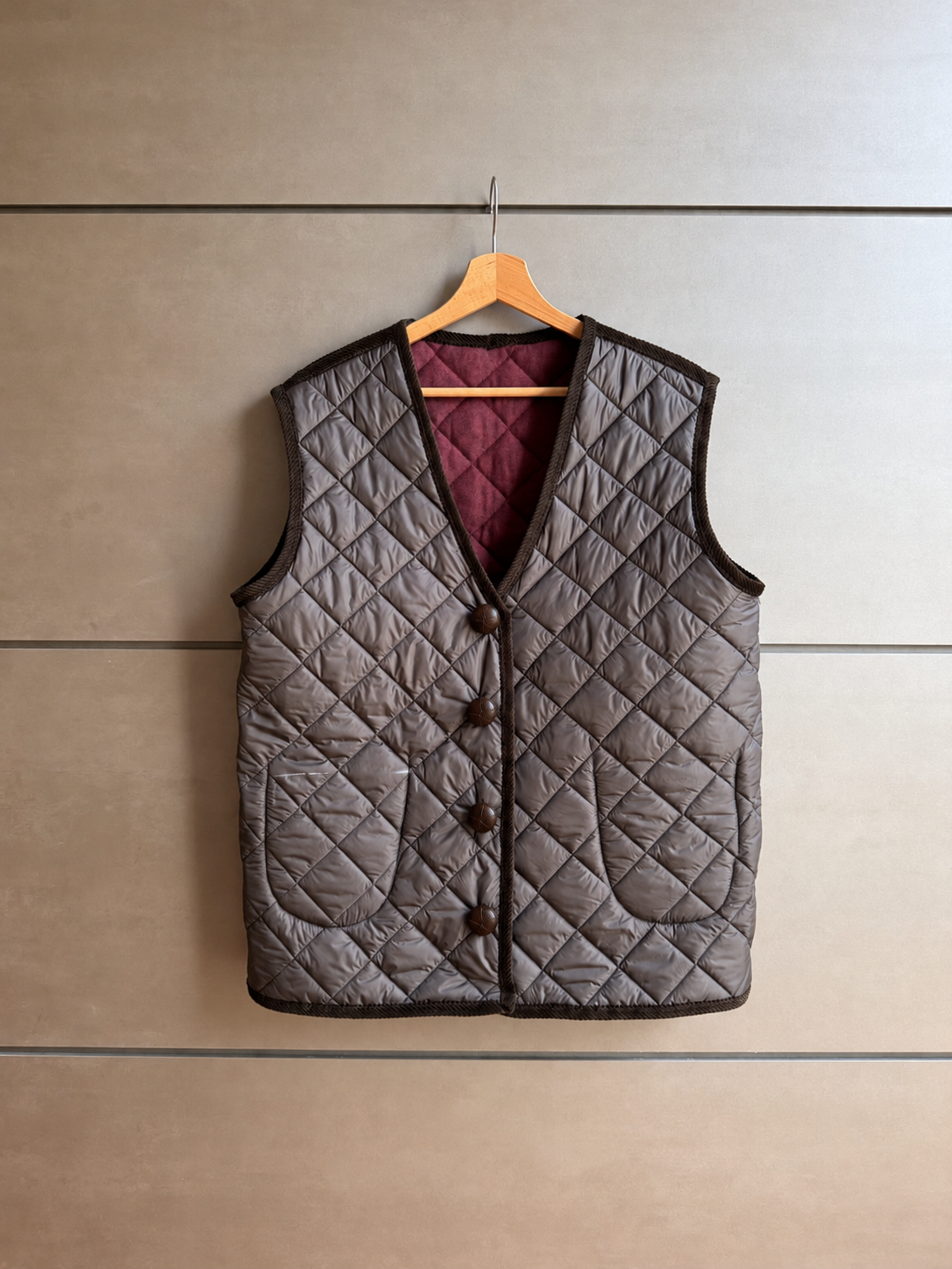 Gilet Trapuntato Double - Bordeaux e Marrone