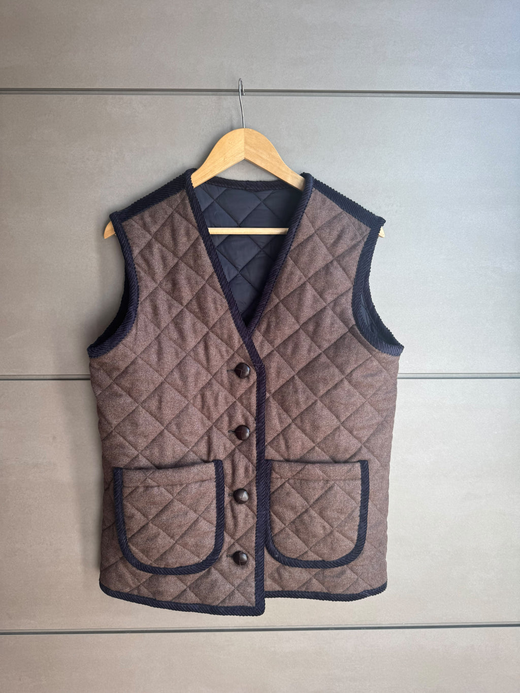 Gilet Trapuntato Double - Blu e Marrone