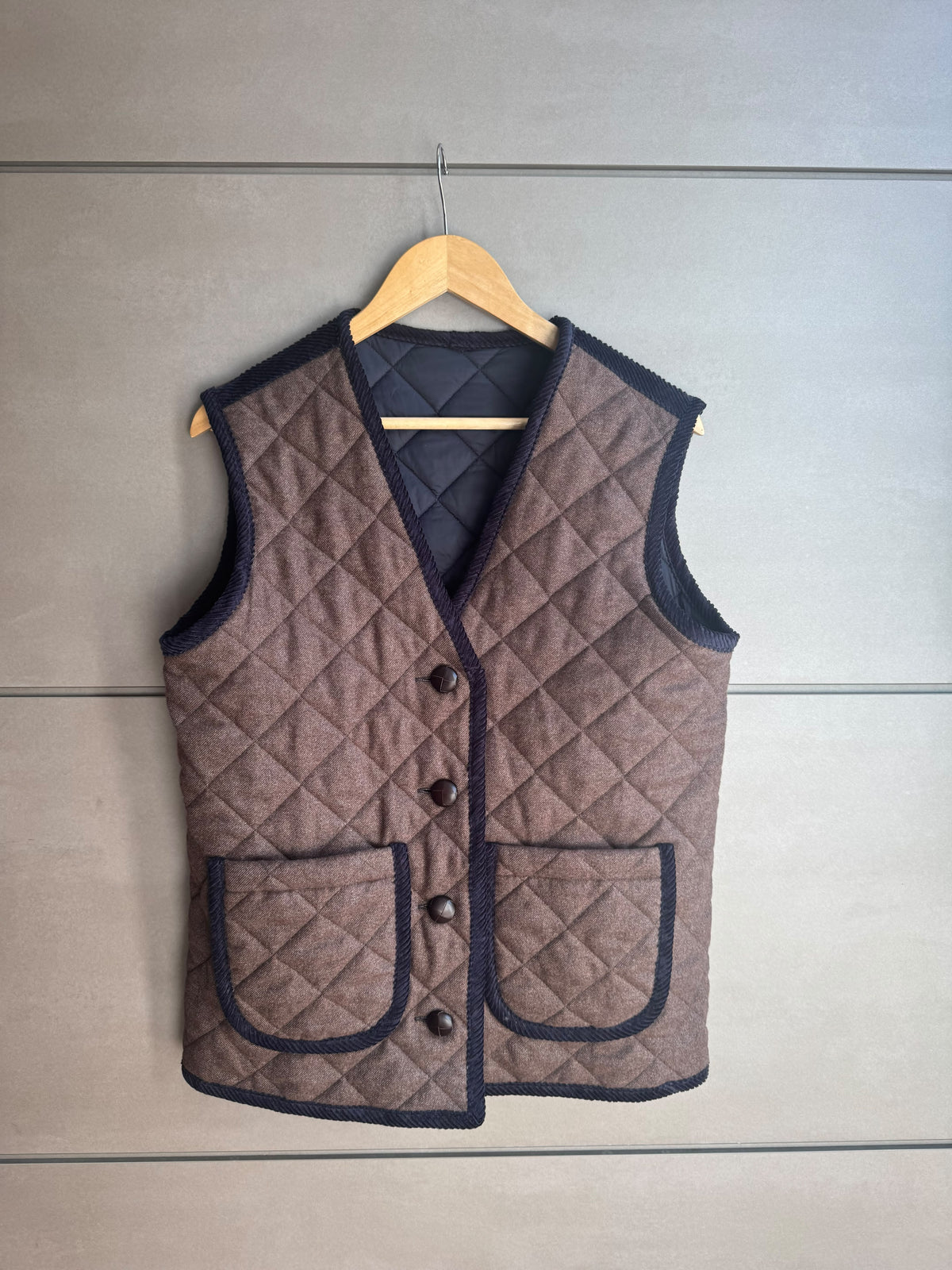 Gilet Trapuntato Double - Blu e Marrone