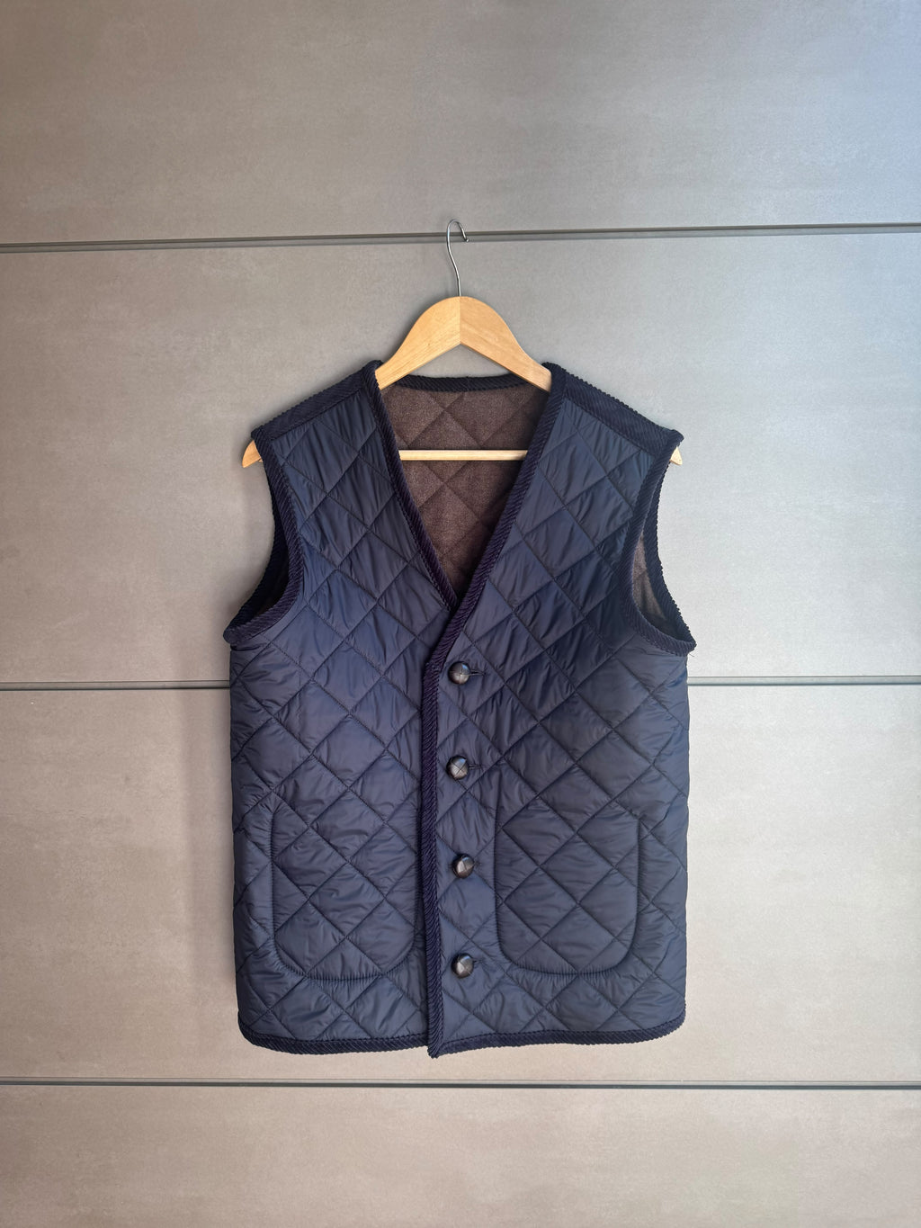 Gilet Trapuntato Double - Blu e Marrone