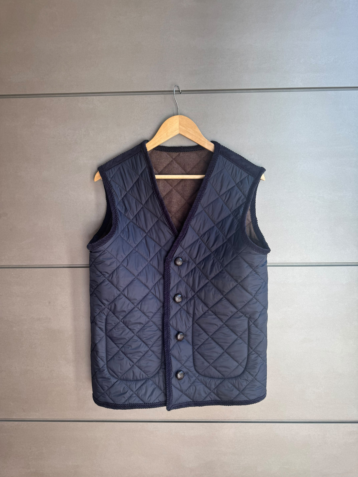 Gilet Trapuntato Double - Blu e Marrone