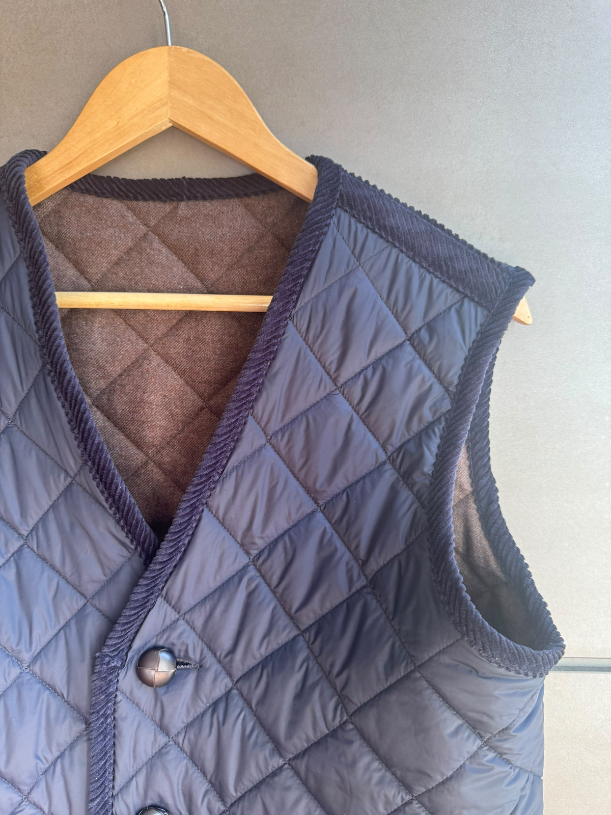 Gilet Trapuntato Double - Blu e Marrone
