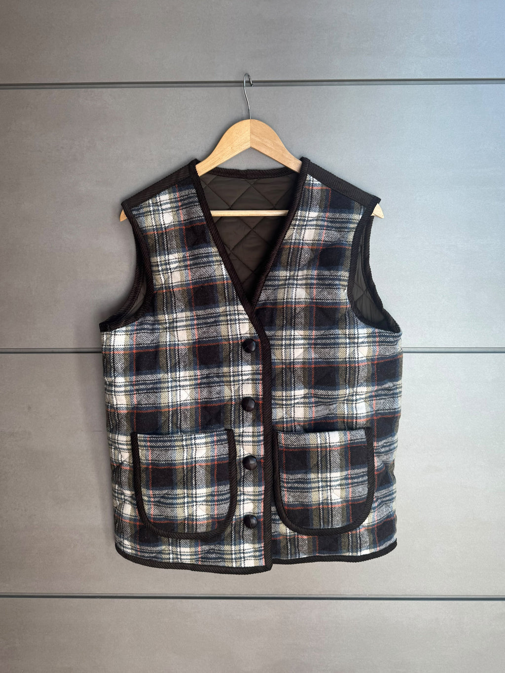 Gilet Trapuntato Double - Check e verde