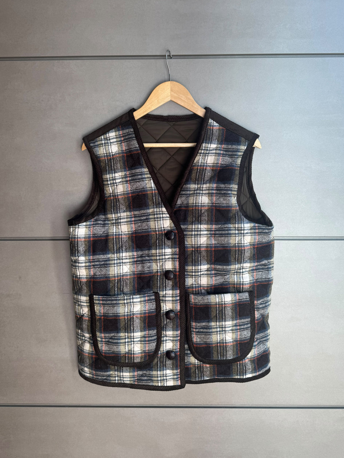 Gilet Trapuntato Double - Check e verde