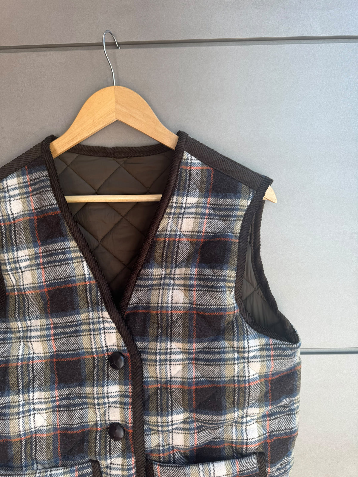 Gilet Trapuntato Double - Check e verde