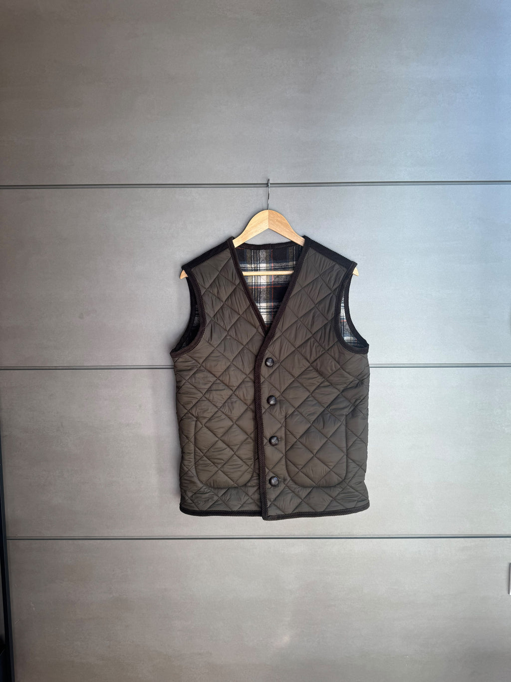 Gilet Trapuntato Double - Check e verde