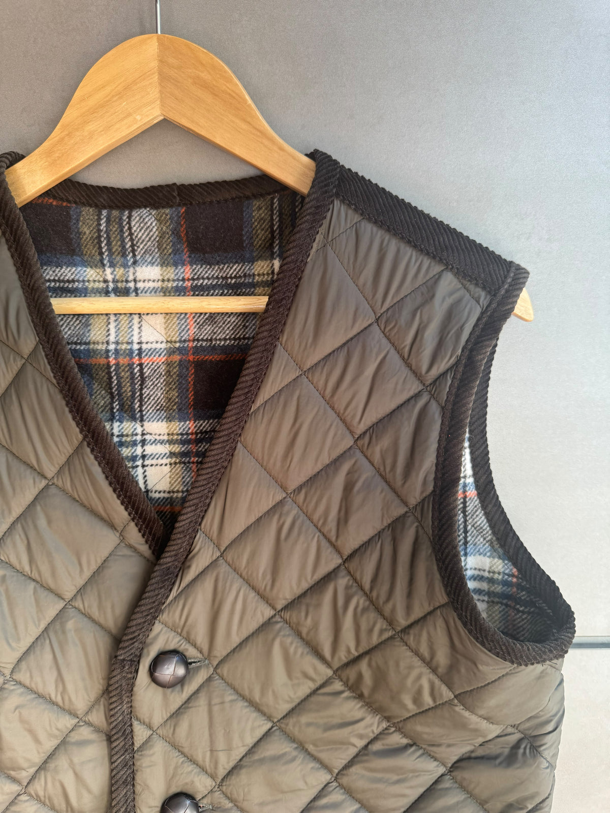 Gilet Trapuntato Double - Check e verde